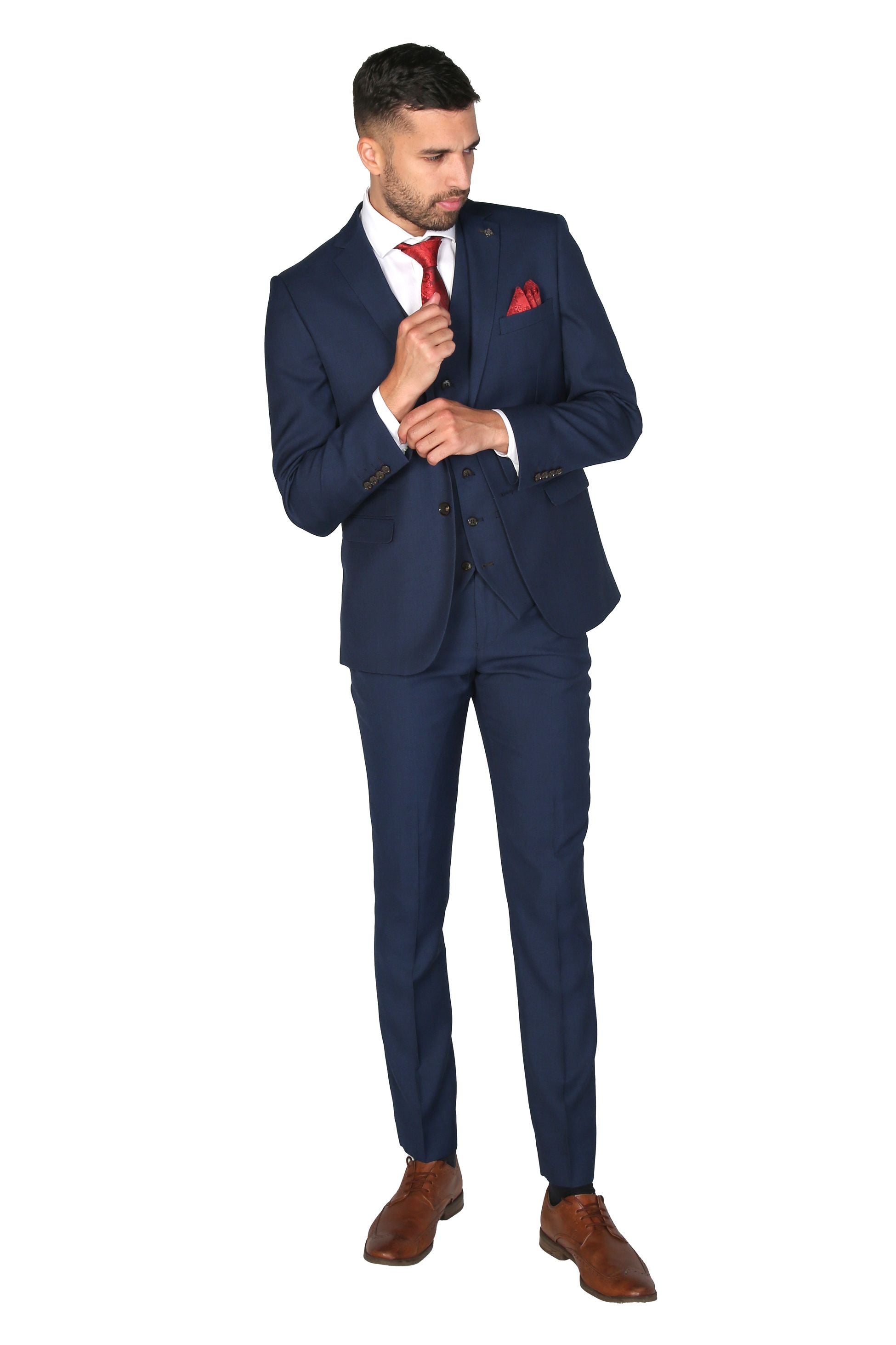 Men's Tailored Fit Formal Trousers - CHARLES - Navy Blue