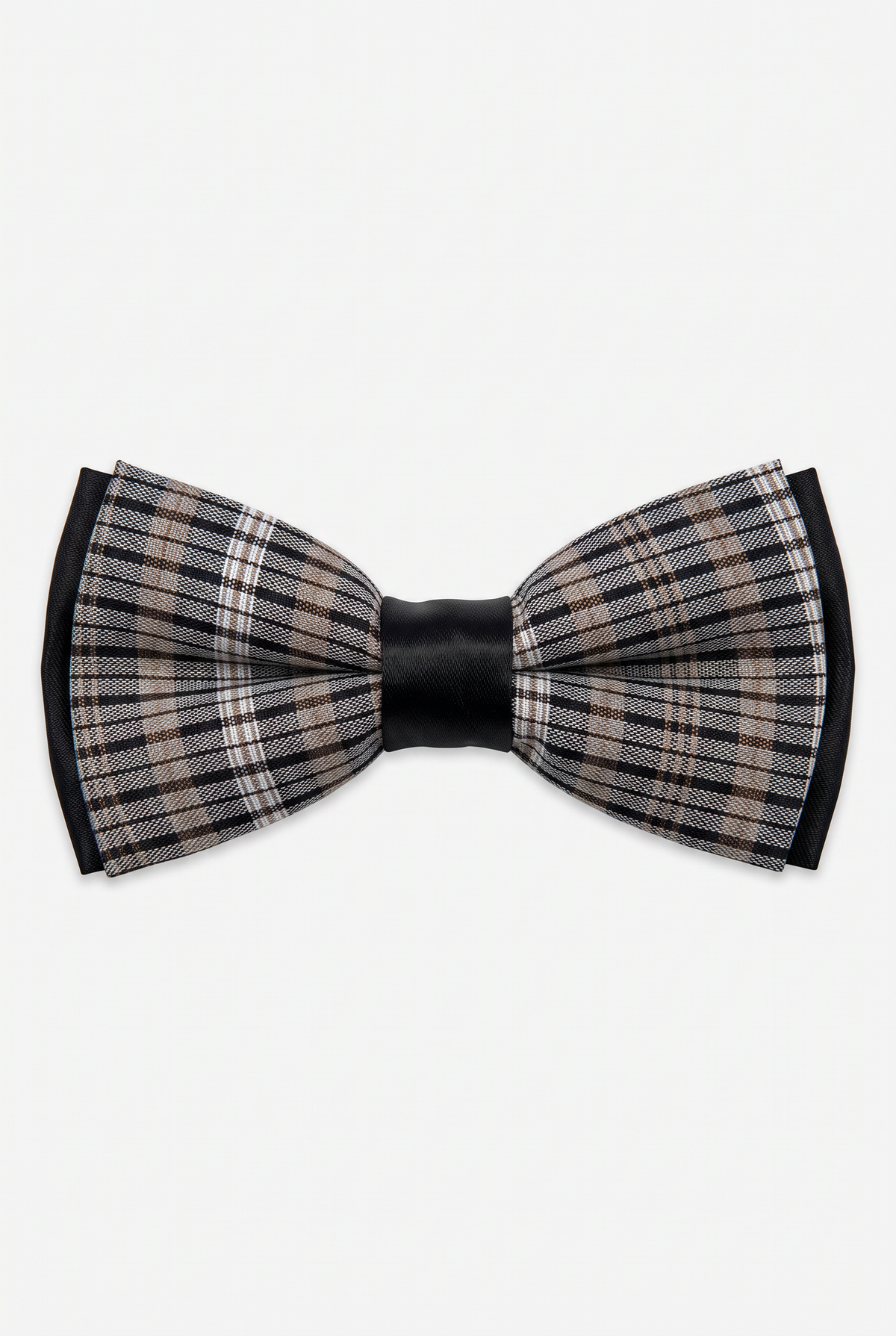 Boys Checkered Bow Tie – Beige and Silver