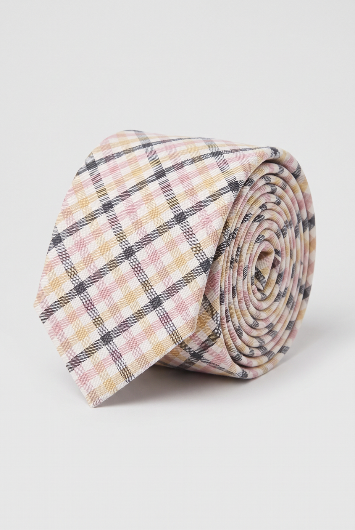 Boys Plaid Checkered Tie & Hankie Set Pink and Black