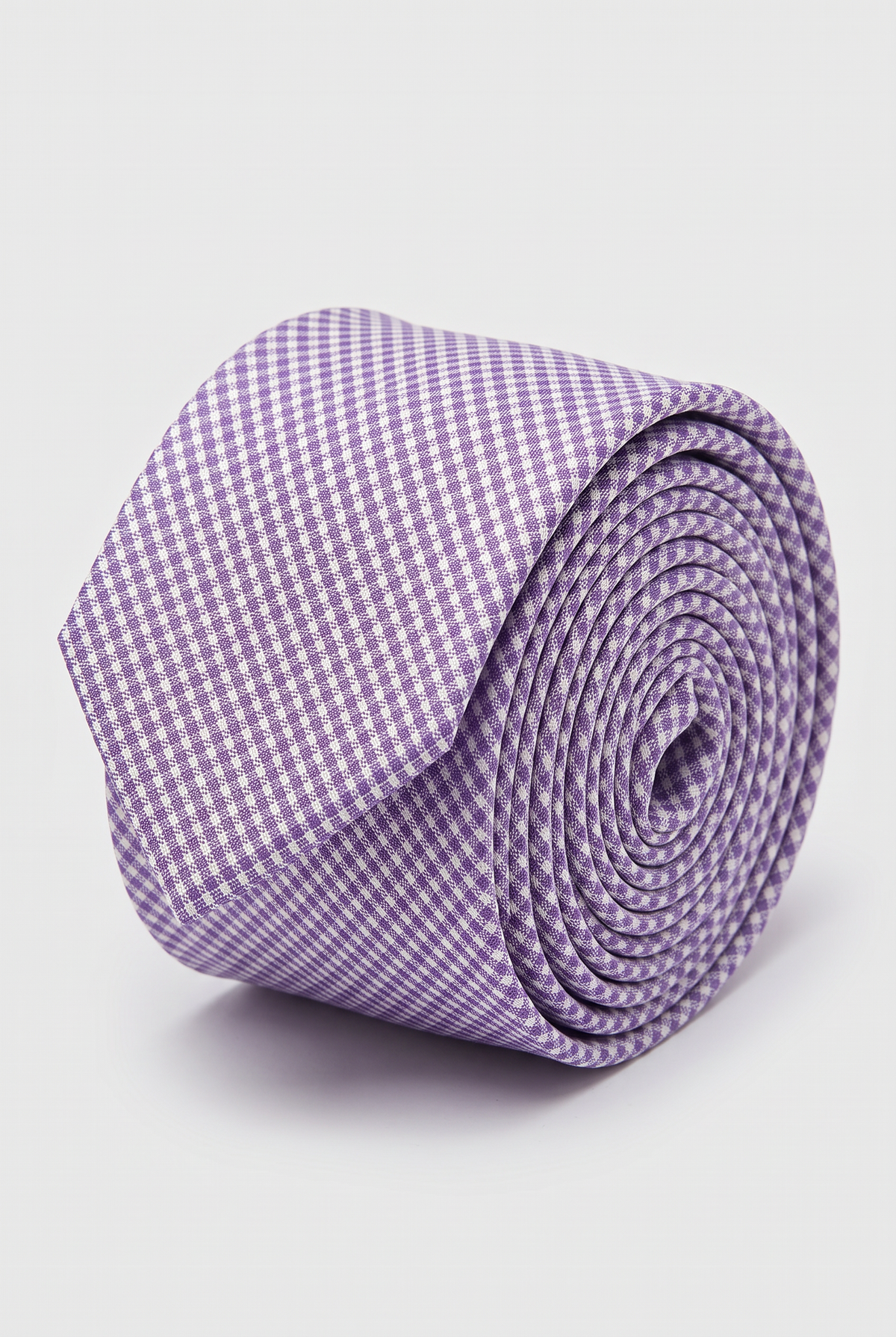 Boys Plaid Checkered Tie Violet and White