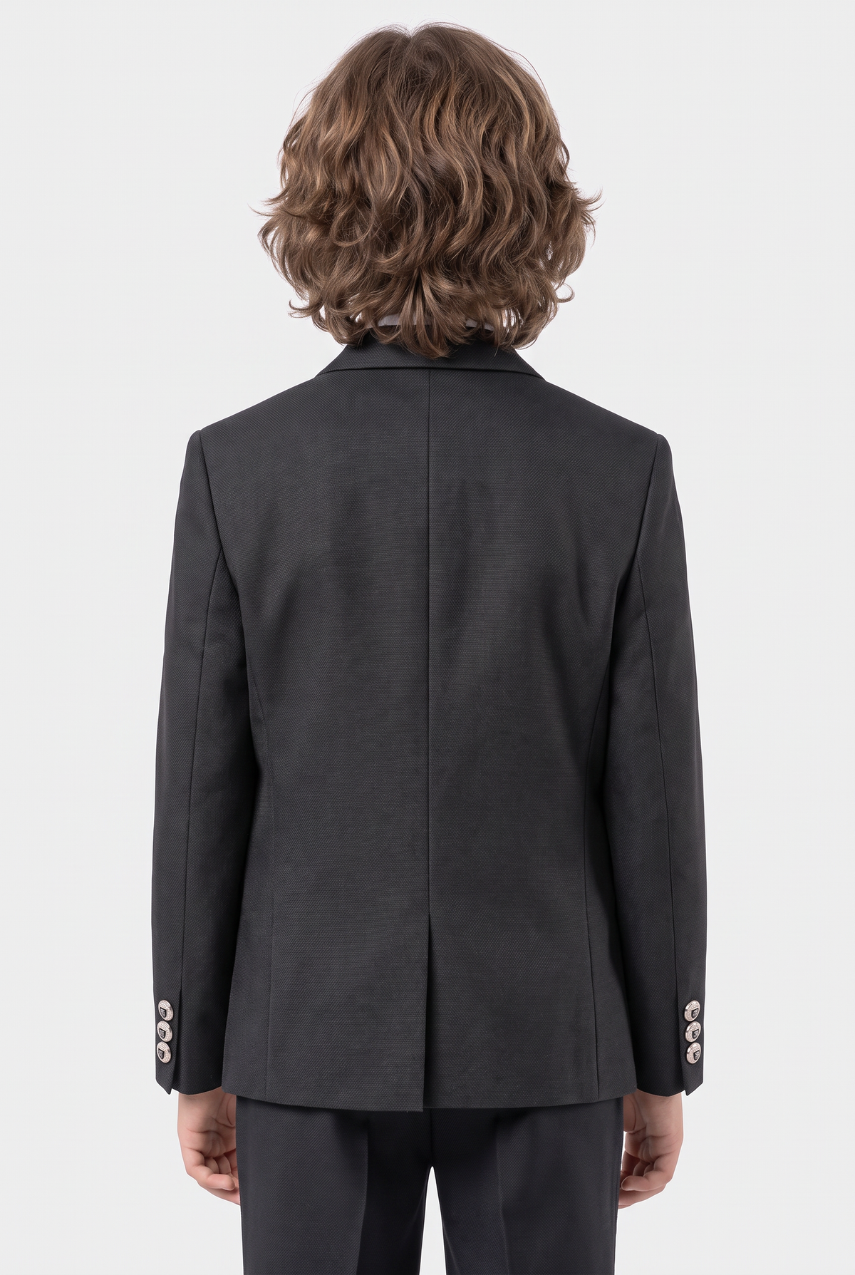 Boys’ 4-Piece Textured Double Breasted Formal Suit - Montero Black back picture