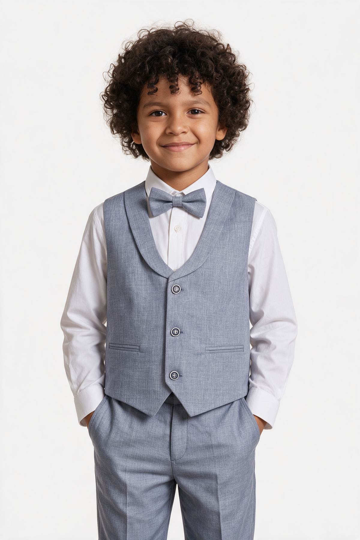 Baby & Boys 4-Piece Cotton-Linen Waistcoat Suit Set - Grayish Navy