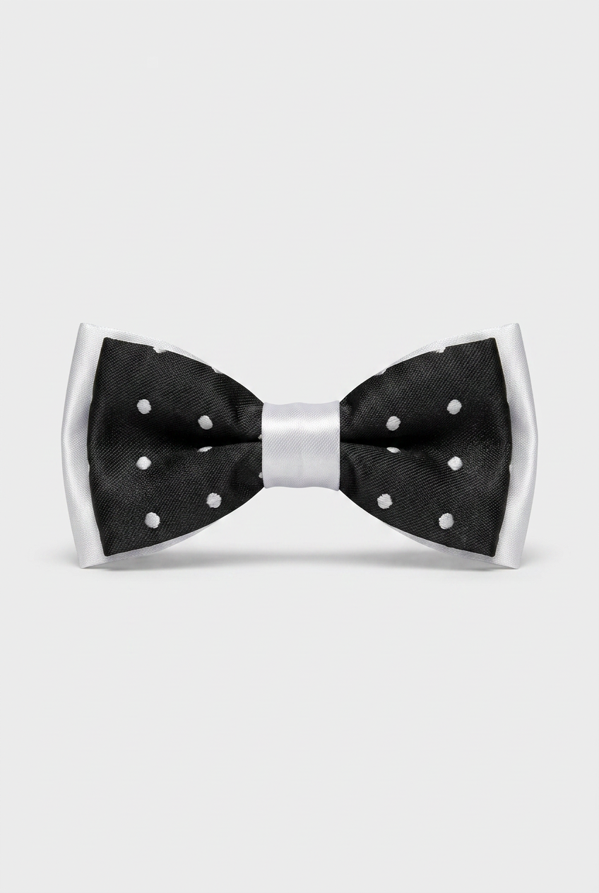Boys’ Pre-Tied Bow Tie with Adjustable Neck Strap - Black White