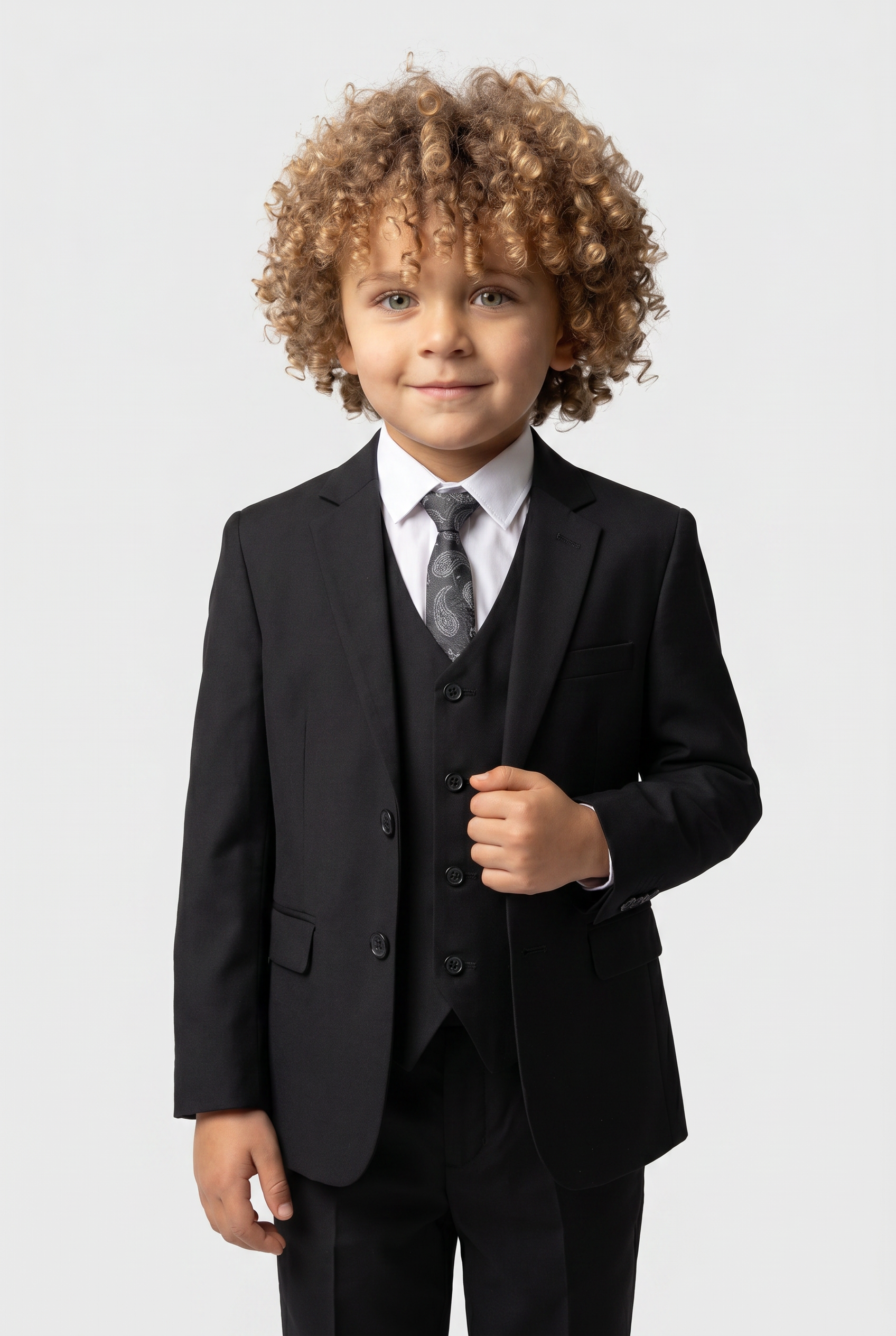 Boys Tailored Fit Formal Suit - Black