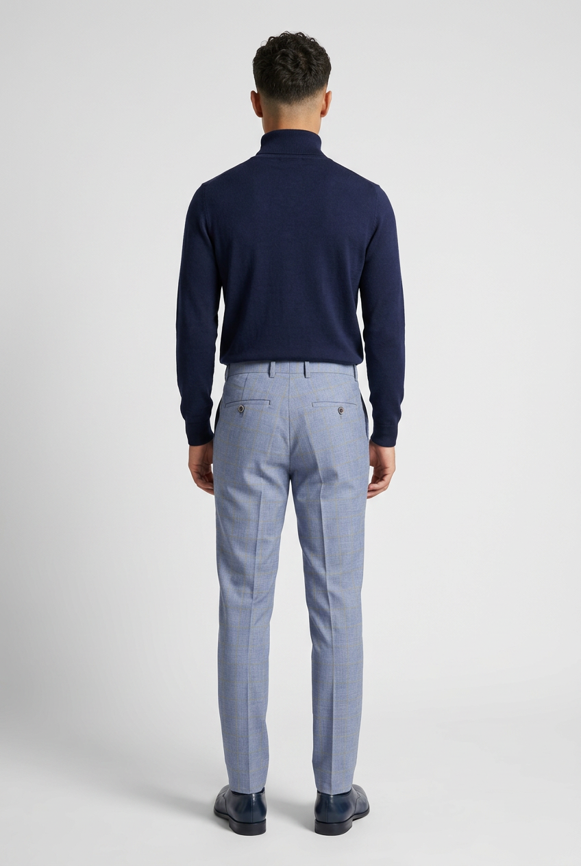 Men's Retro Check Trousers - CONNOR - Light Blue
