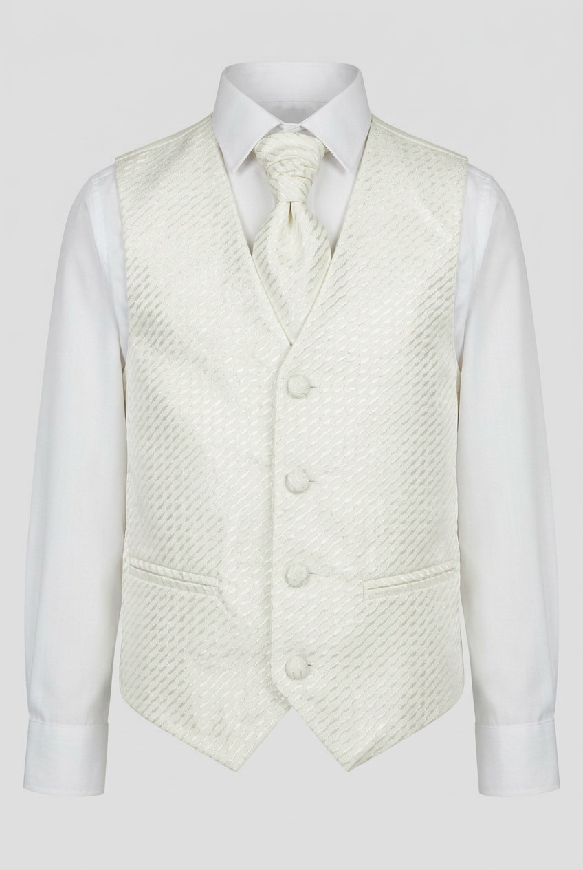 Father & Son Matching Waistcoat and Cravat Set - Intenso Ivory