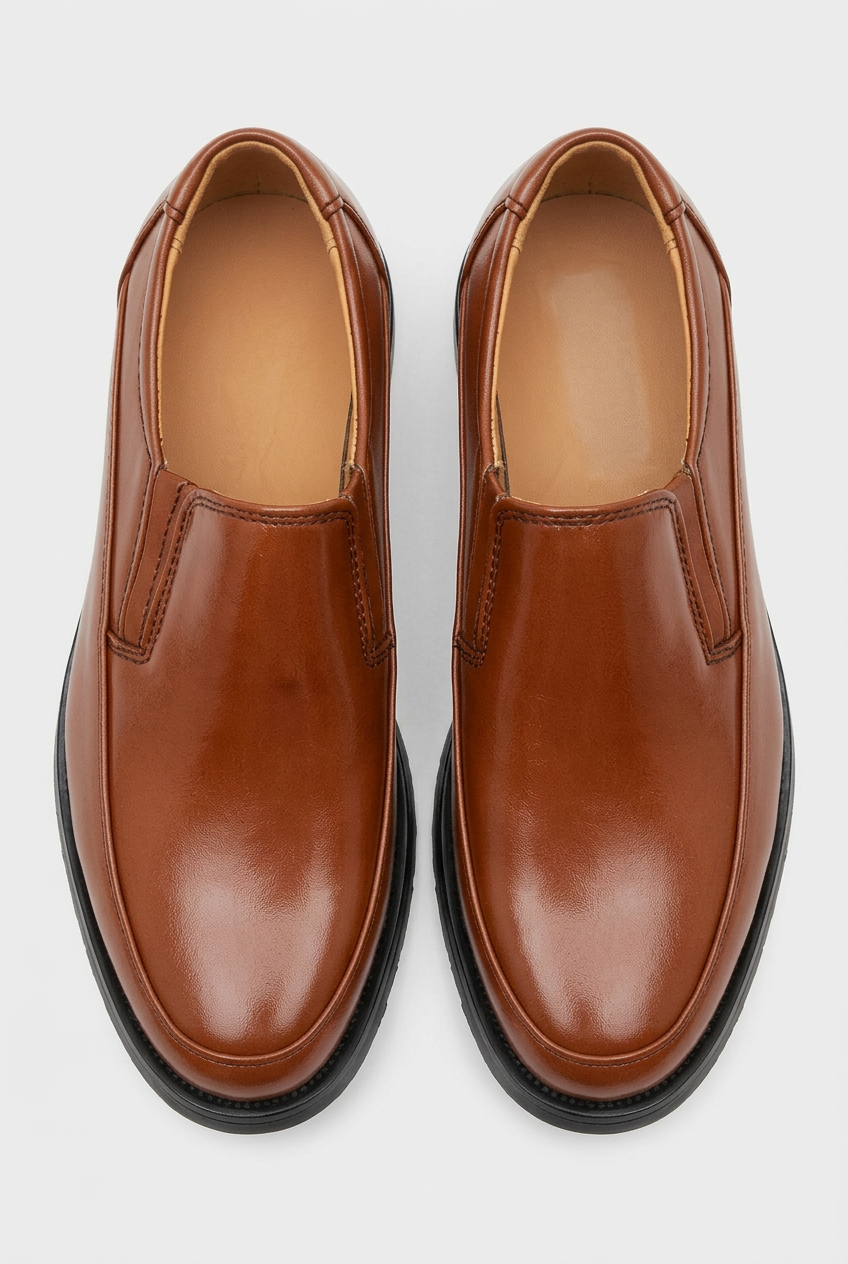 Boys Brown Slip-On Formal Shoes – Patent Dress Loafers for Weddings & Occasions