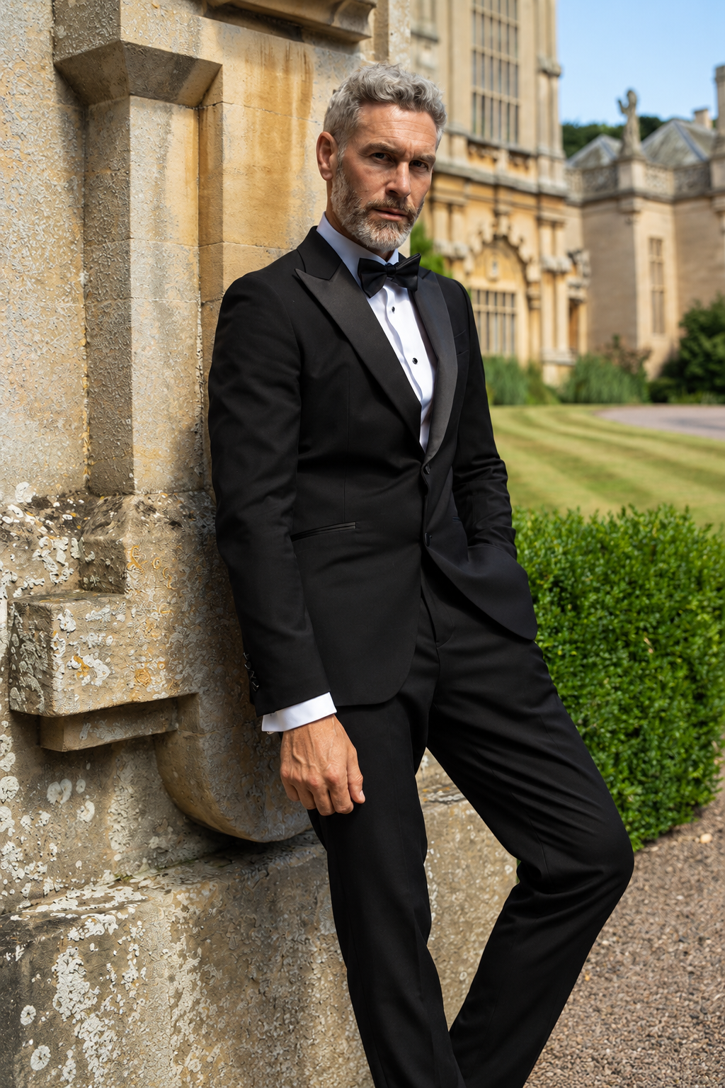 Men’s Satin Peak Lapel Tuxedo Dinner Jacket - Cavani Malibu Black