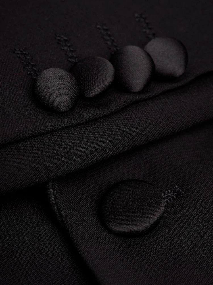 Men’s Satin Peak Lapel Tuxedo Dinner Jacket - Cavani Malibu Black