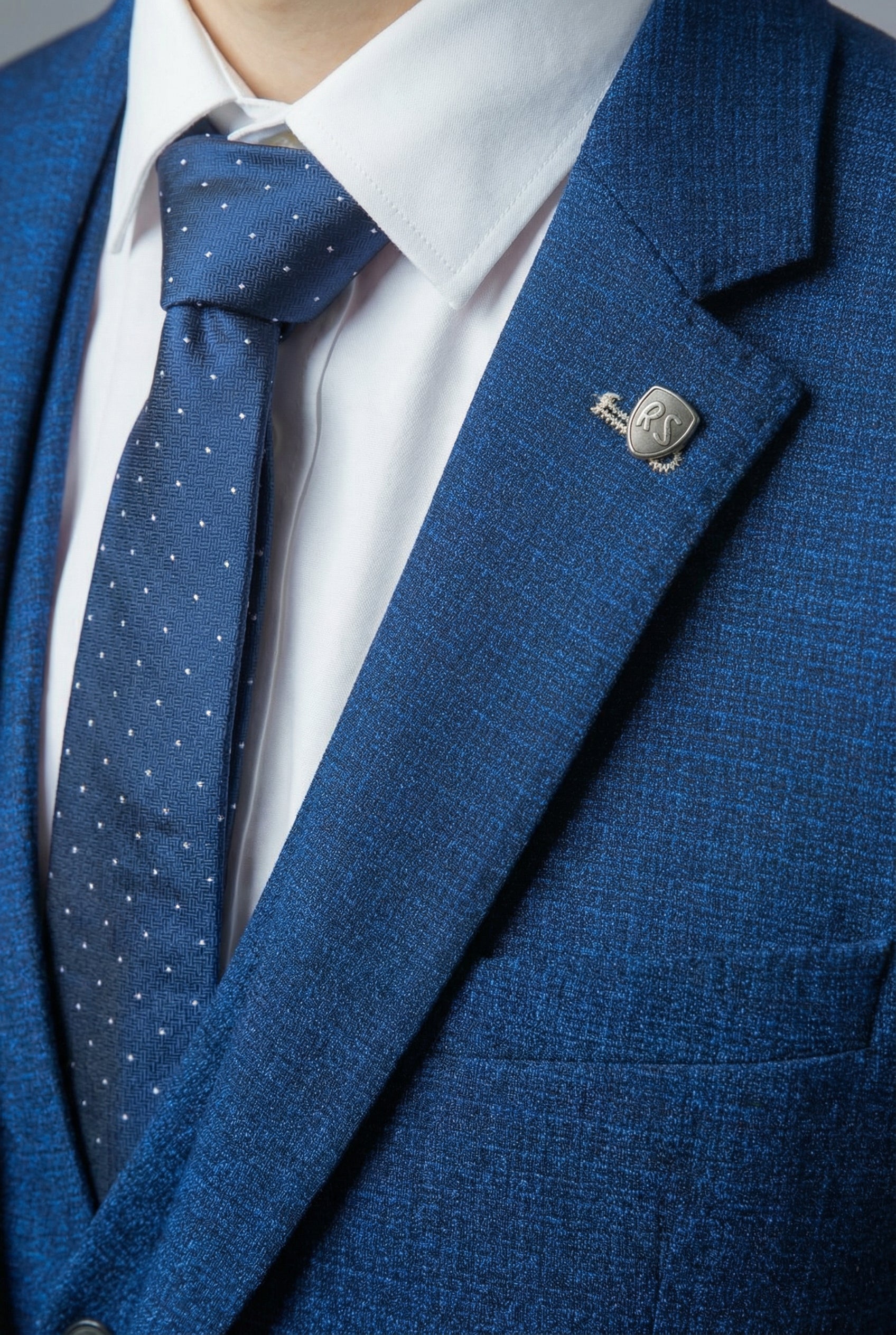 Men's Slim Fit Indigo Suit - MATEO - Indigo Blue