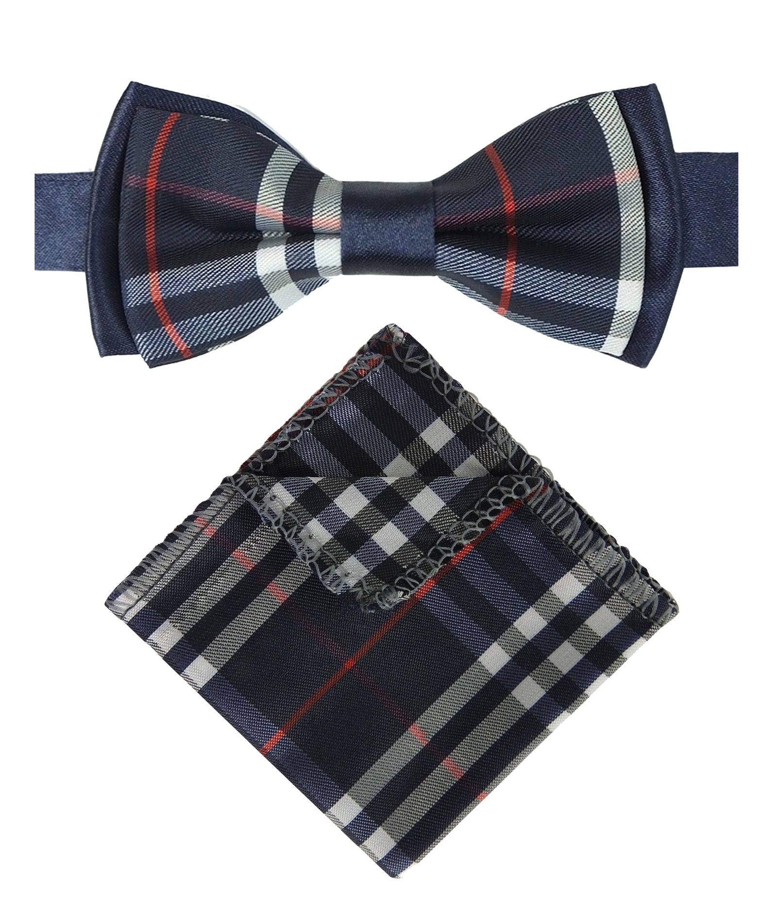 Boys Burberry Style Check Bow Tie Set - Black and Red