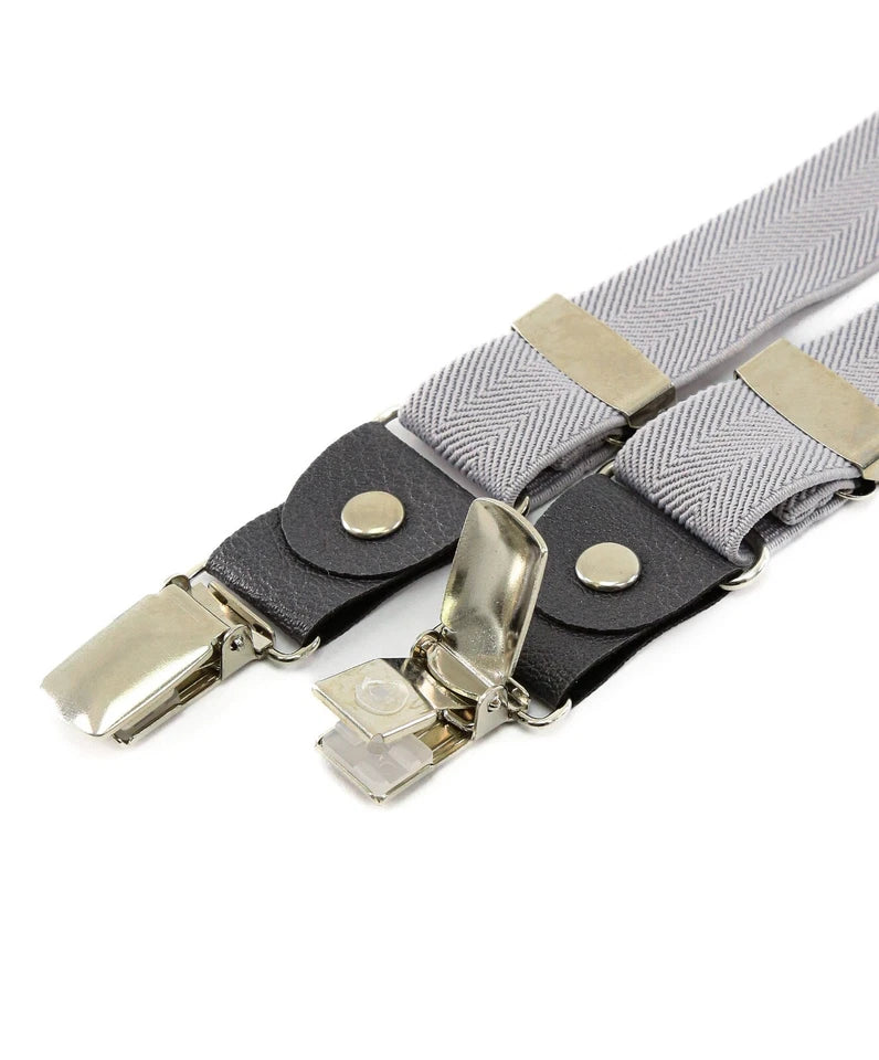 Boys Adjustable Y-Shape Suspenders - Grey