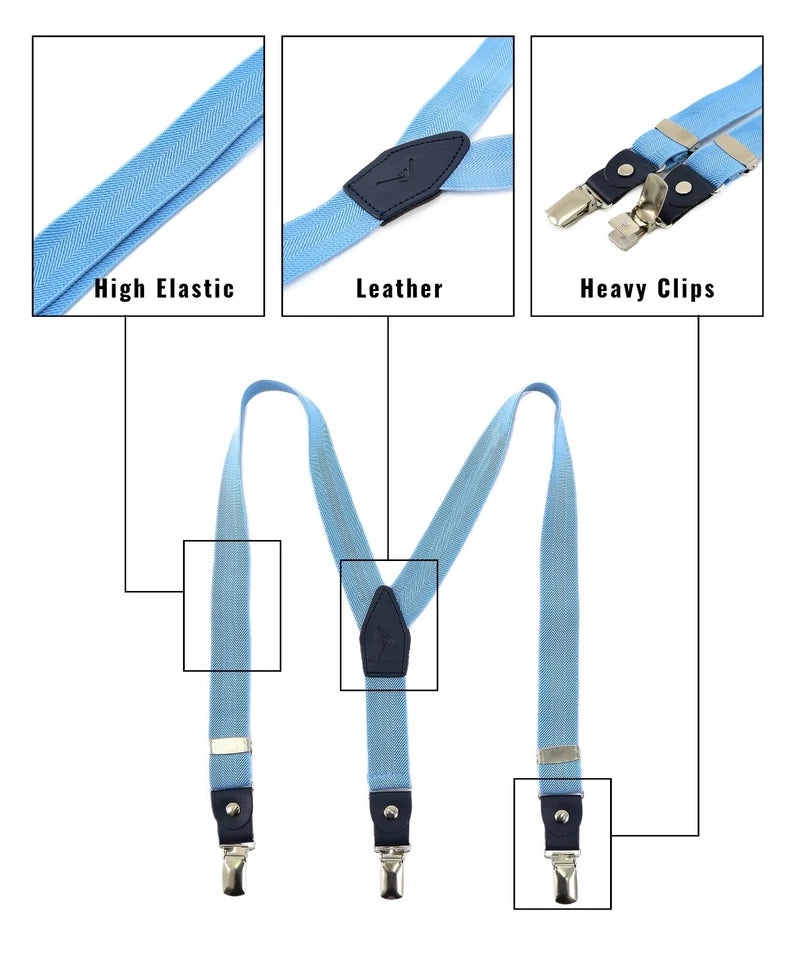 Boys Adjustable Y-Shape Suspenders - Sky Blue