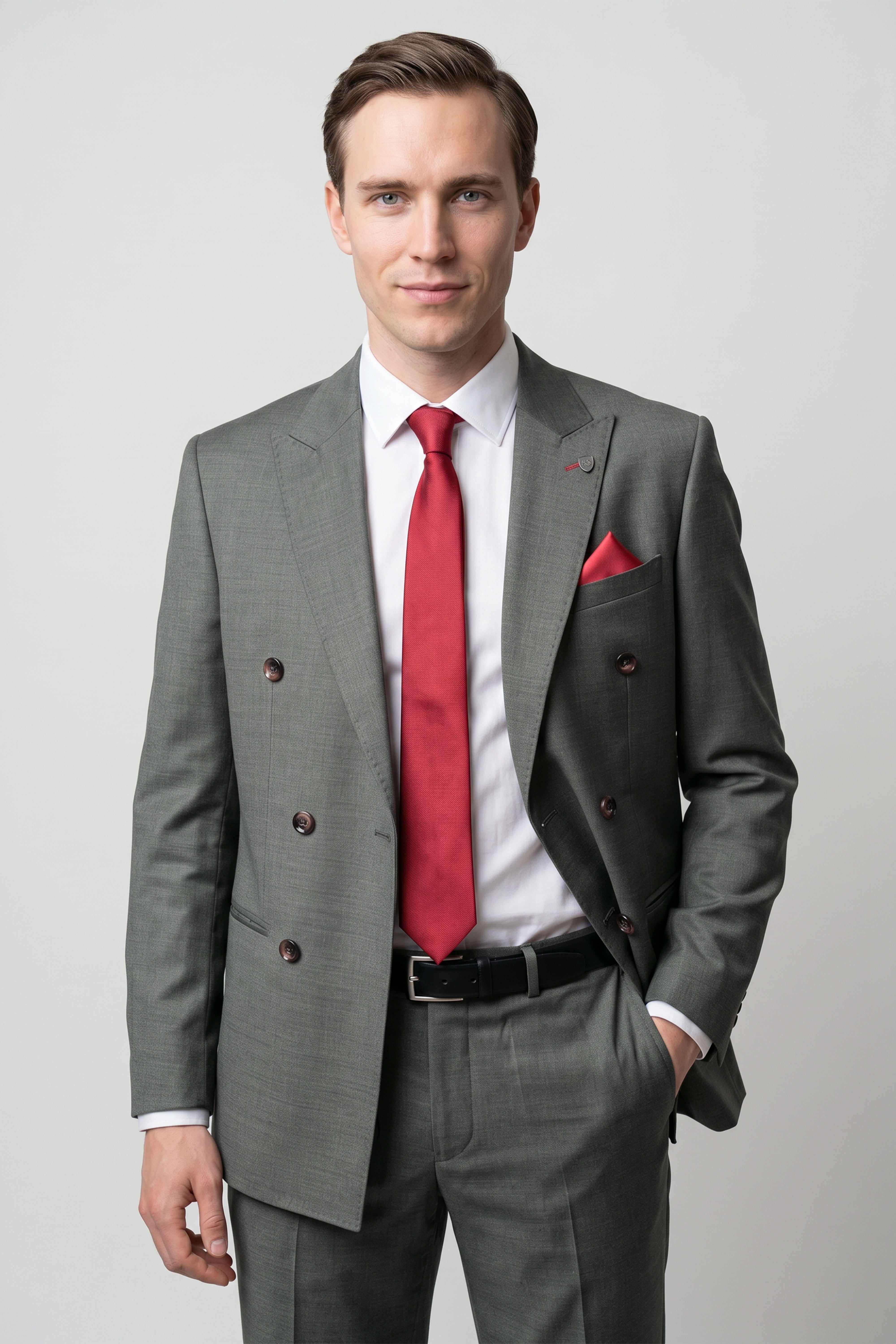 Men’s Twill Double Breasted Blazer - Dark Green