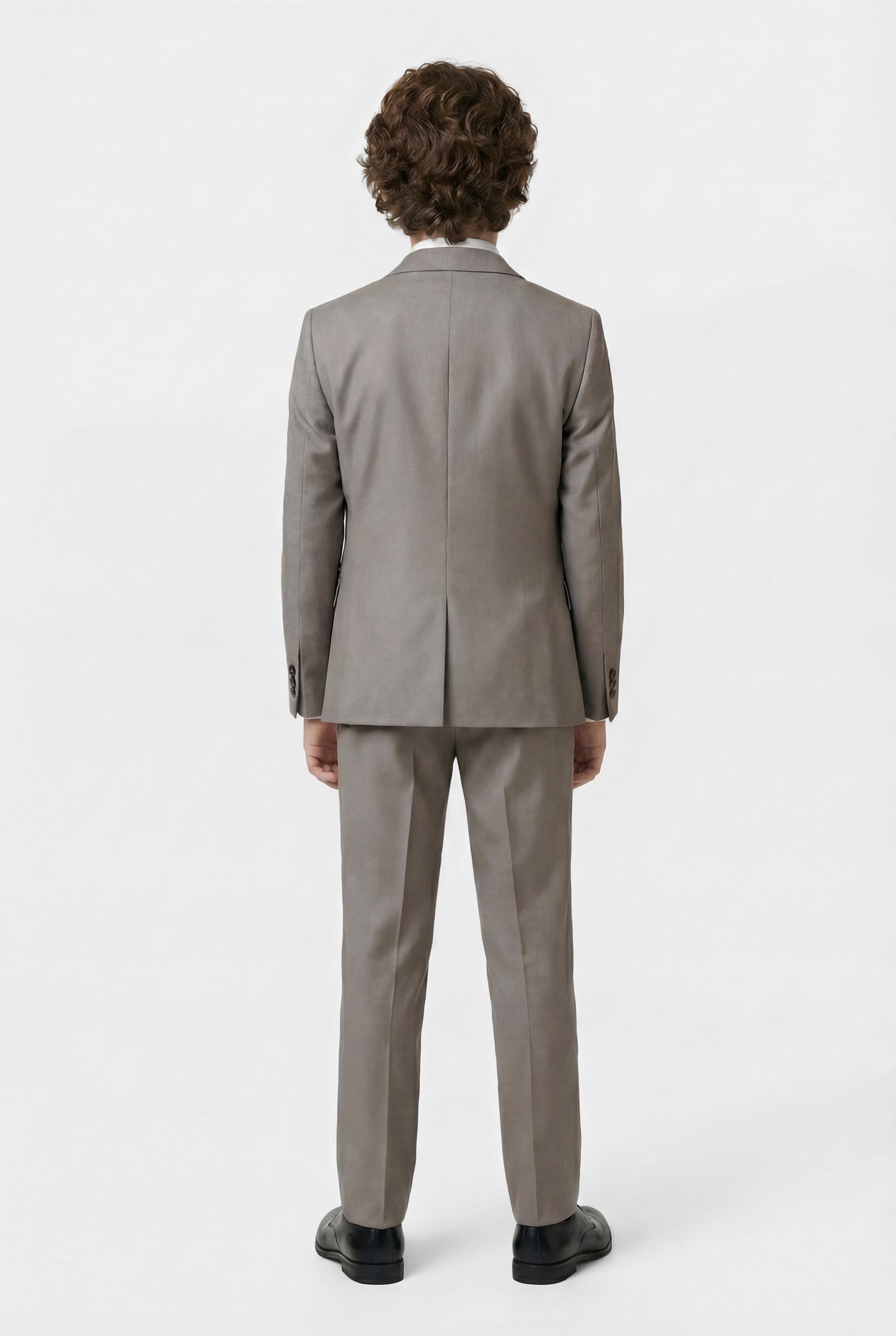 Boys 5-Piece Formal Prom Suit with Double Breasted Waistcoat - Grey