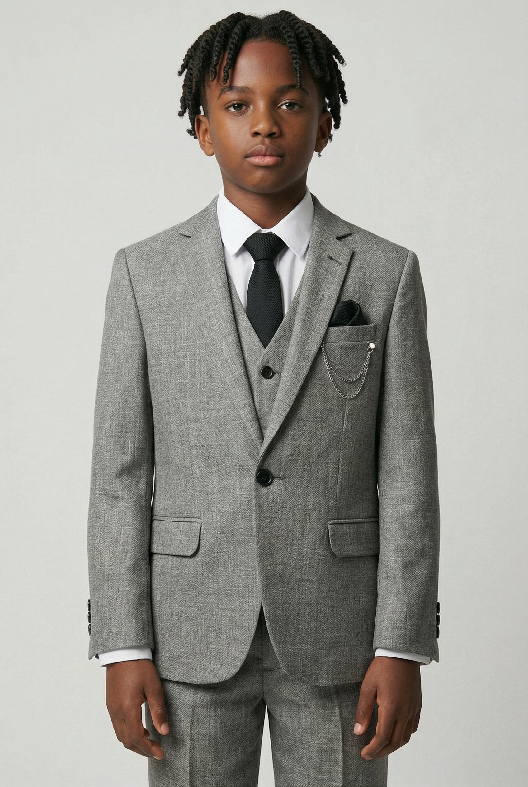 Boys Slim Fit Textured 8-Piece Formal Suit Set - Vizon