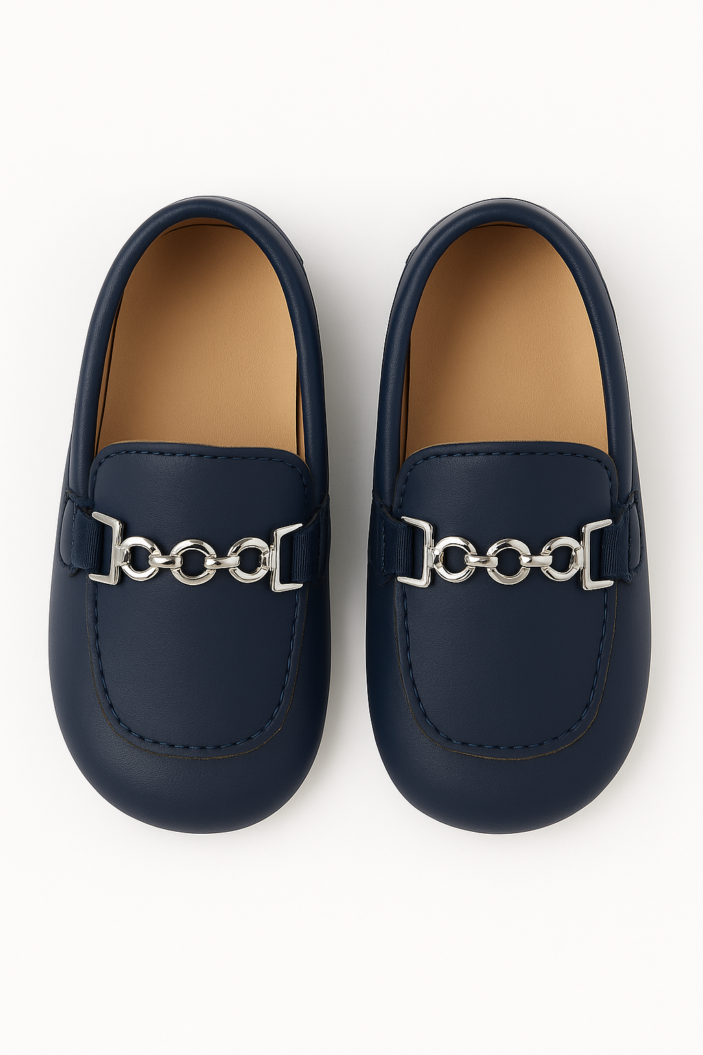 Baby Boys Pre-walker Loafer with Metal Charm - ALDOLFO - Navy Blue Front Picture