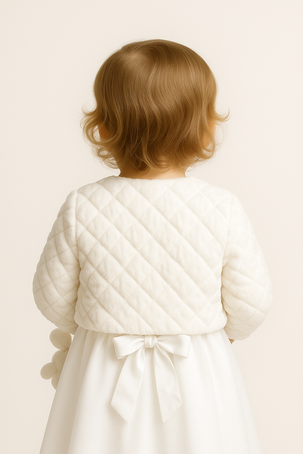 Baby & Girls Quilted Ivory Fur Bolero Jacket - B307A - Ivory