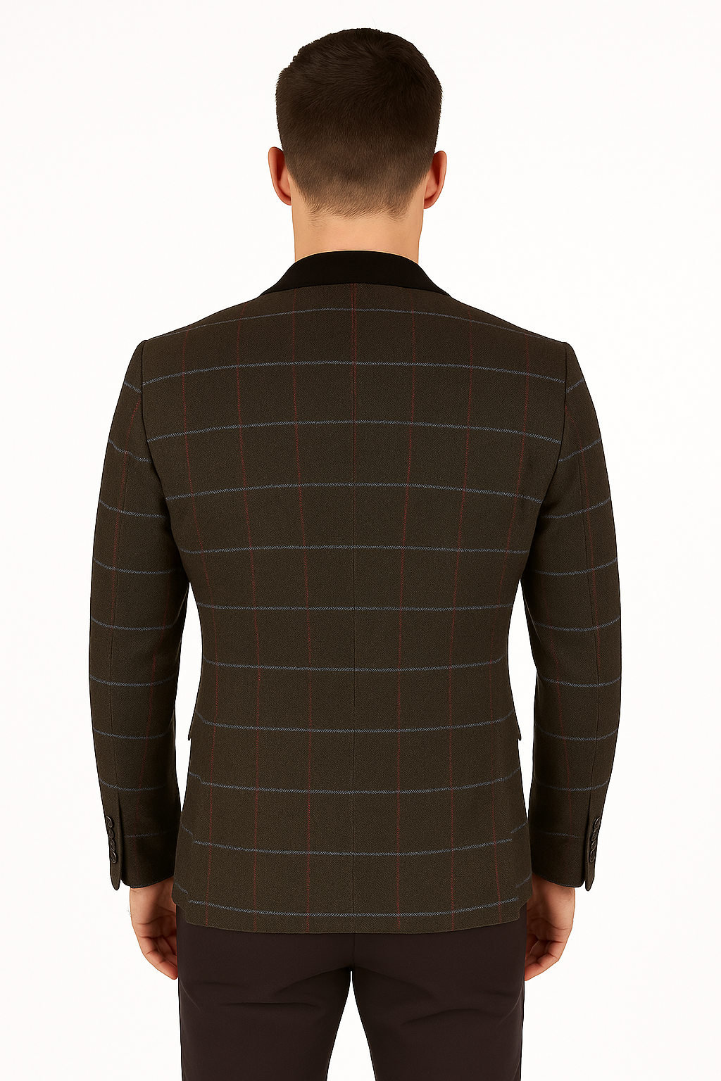 Men's Slim Fit Tweed Herringbone Check Blazer –Tommy Brown