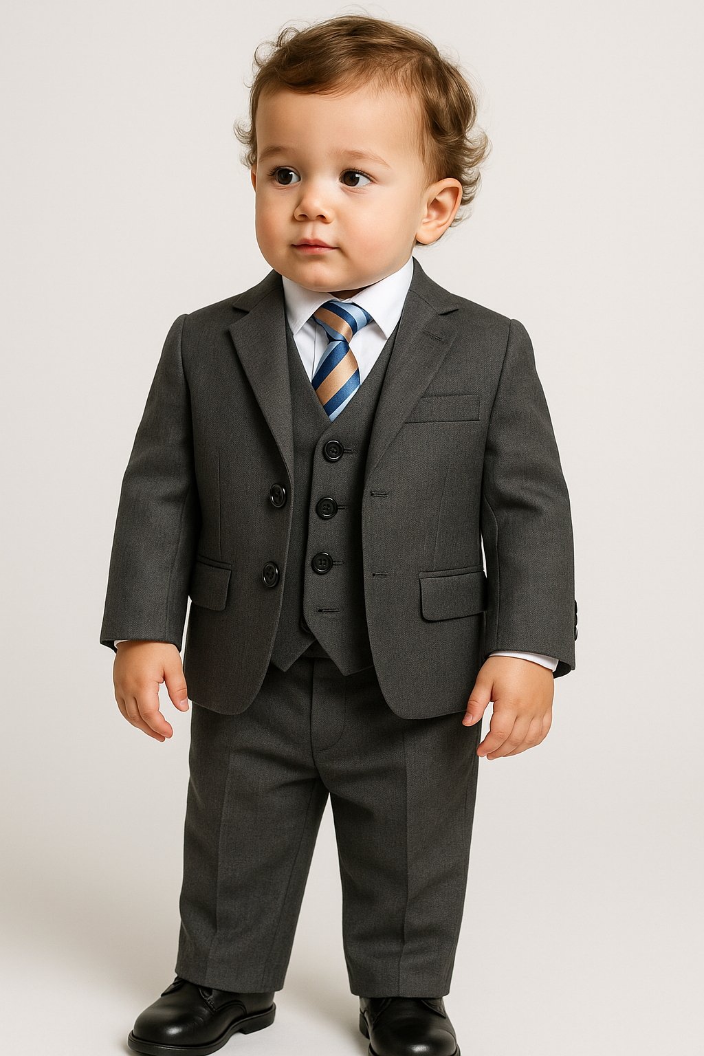 Boys Tailored Fit Formal Suit - Charcoal Grey