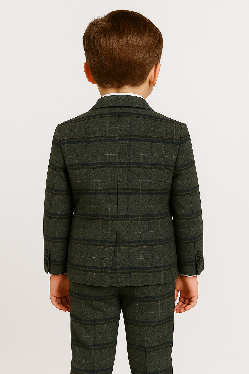 Boys Tailored Fit Charcoal Grey Check Suit - Charcoal Grey
