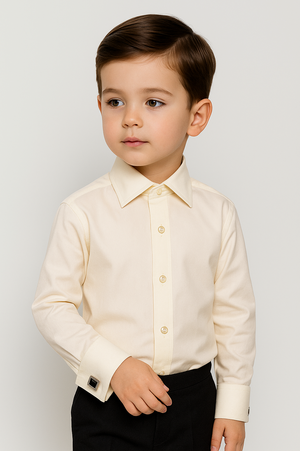 Boys Classic Collar Cufflinks Shirt - Ivory