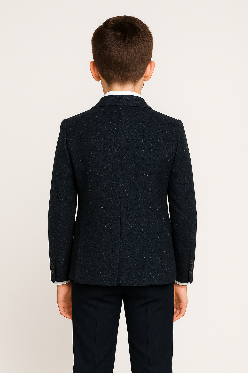 Boys Tailored Fit Tweed Suit with Chino - COSMO Navy - Navy Blue