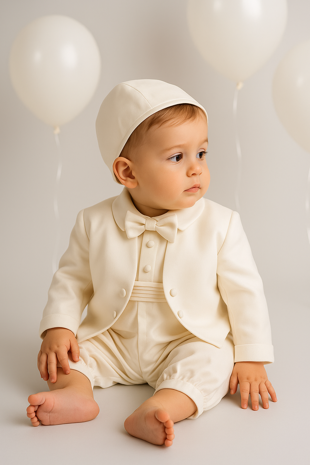 Baby Boys All In One Christening Suit - Ivory