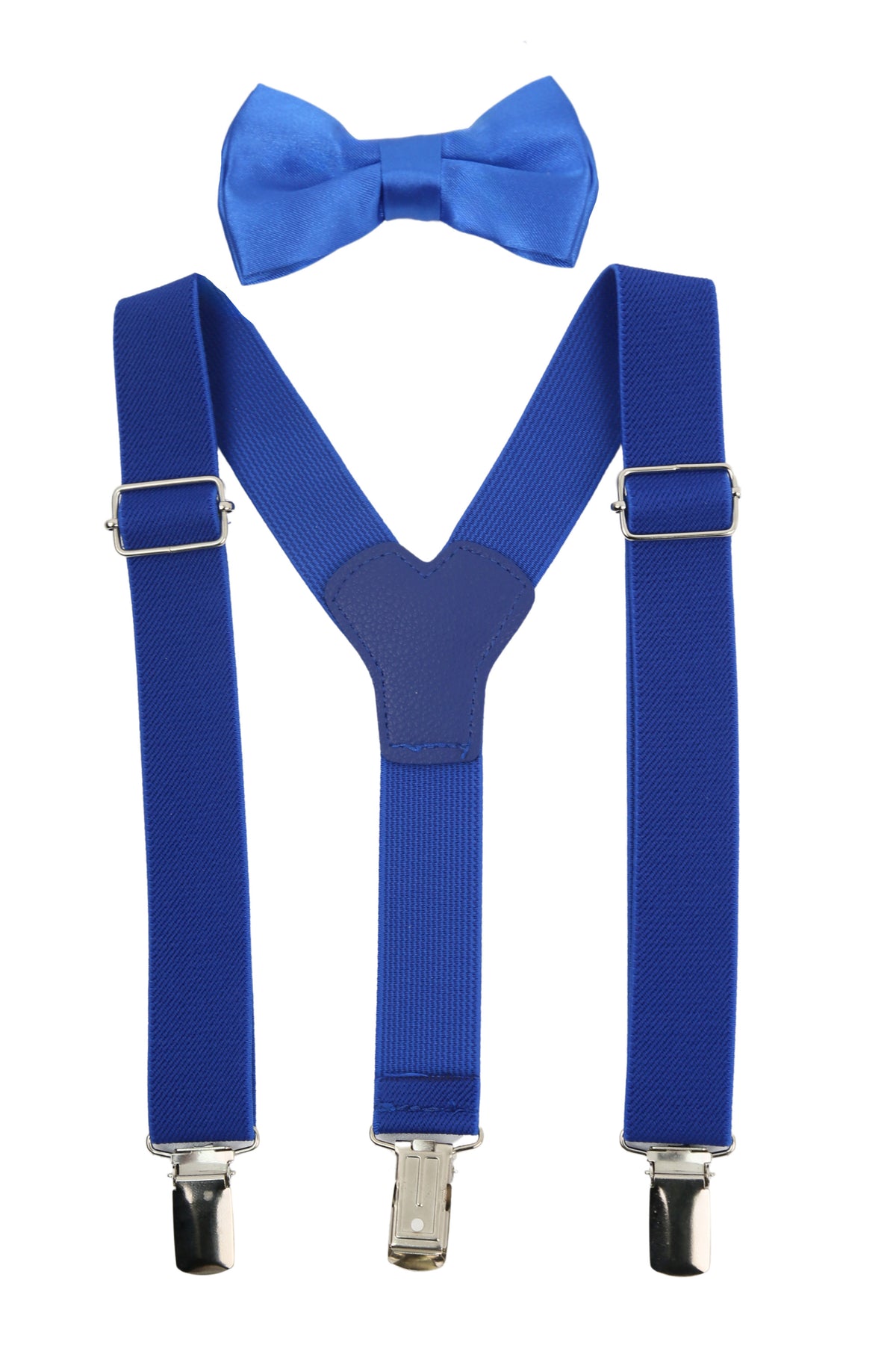 Boys Adjustable Elastic Y-Back Wide Bow Brace Set - Blue