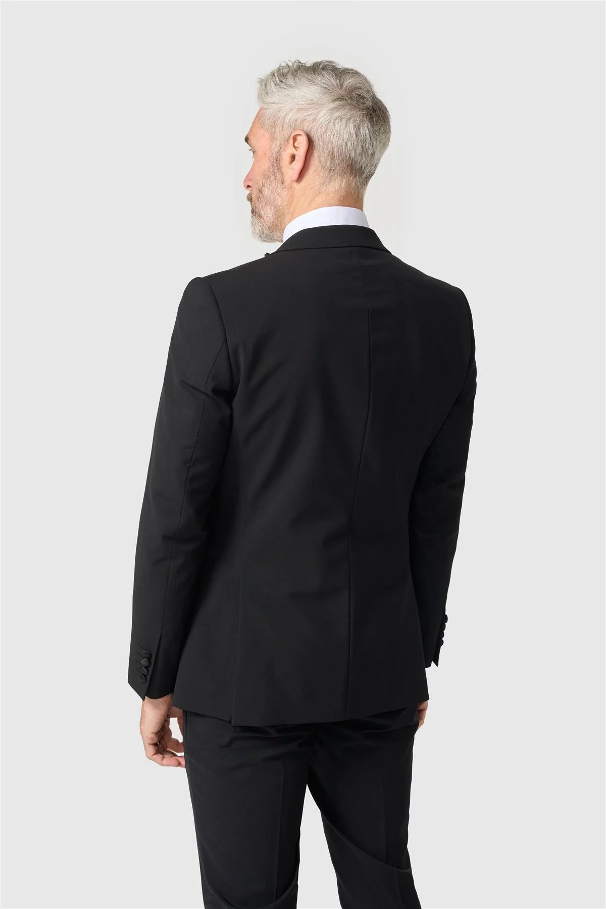 Men’s 2-Piece Satin Peak Lapel Tuxedo Dinner Suit Bundle - Cavani Malibu Black