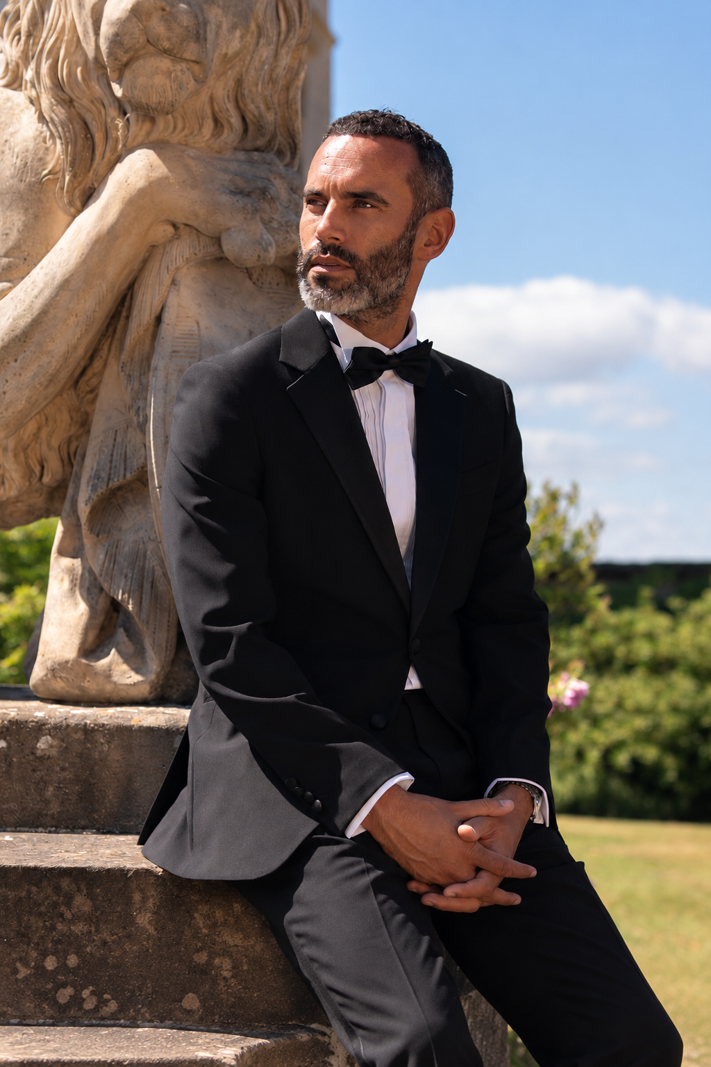 Men’s Satin Notch Lapel Tuxedo Dinner Jacket - Cavani Malibu Black