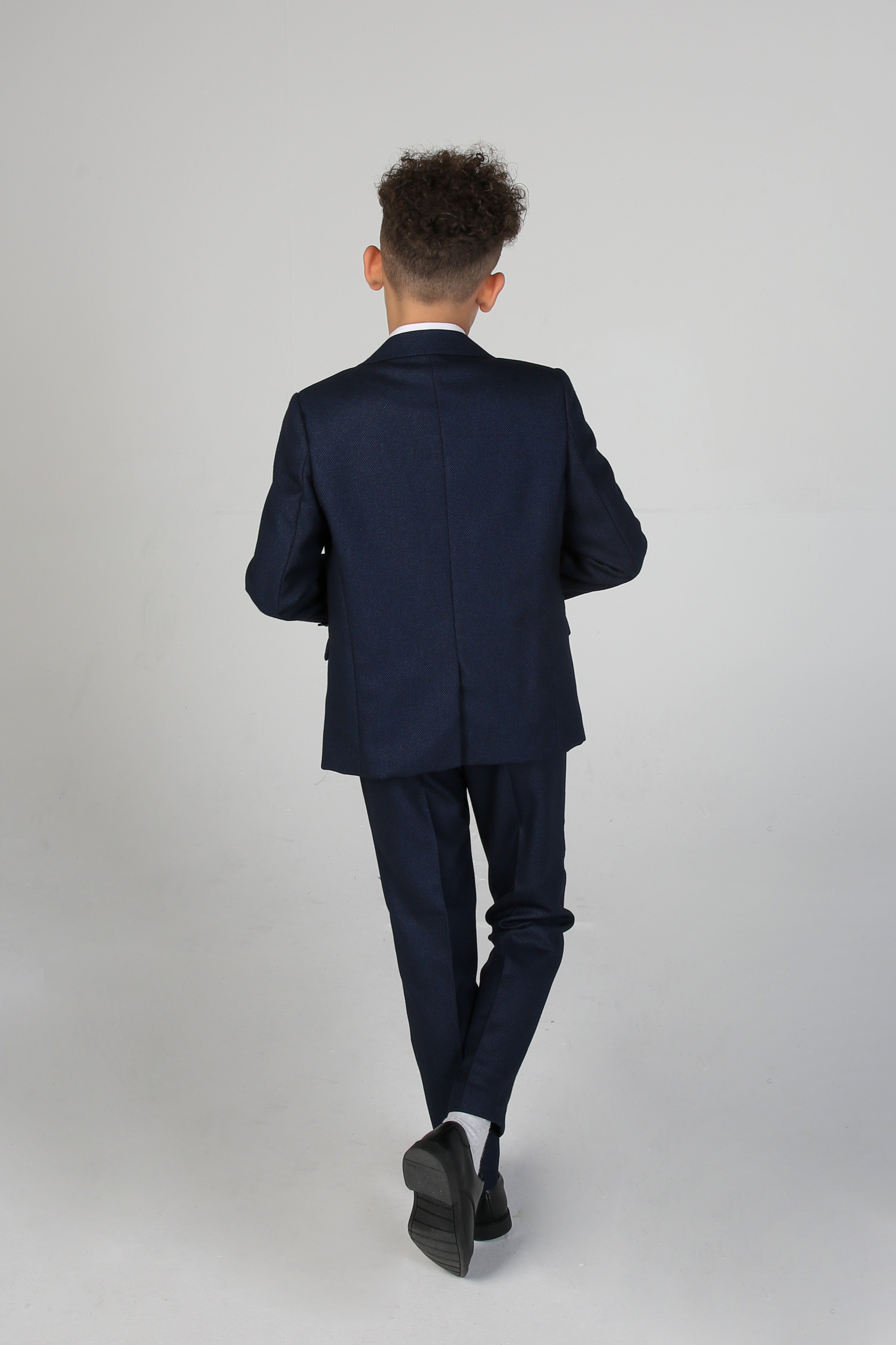 Father & Son Matching Textured 3-Piece Suit Set - Arthur - Navy Blue