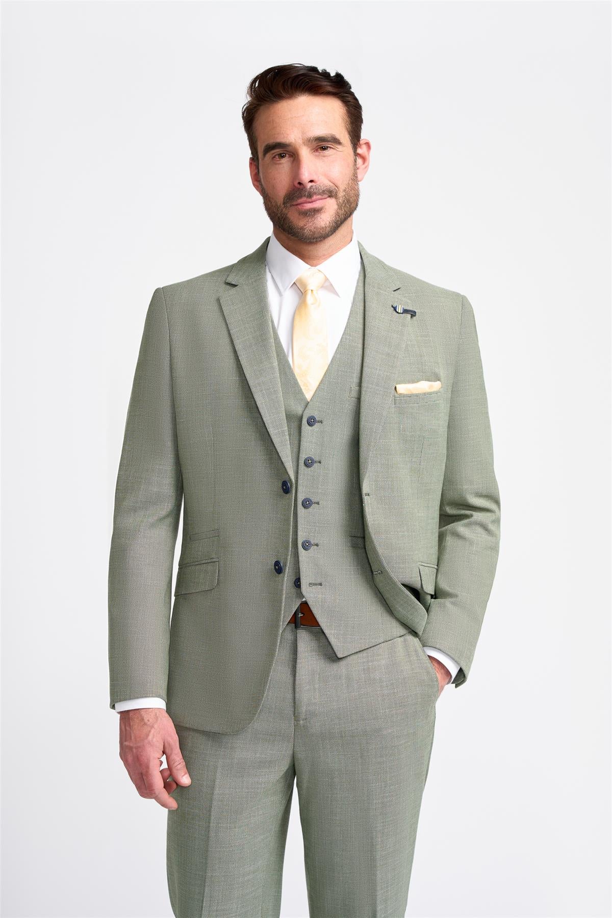 Father & Son Matching Textured 3-Piece Suit Set - Miami - Sage Green