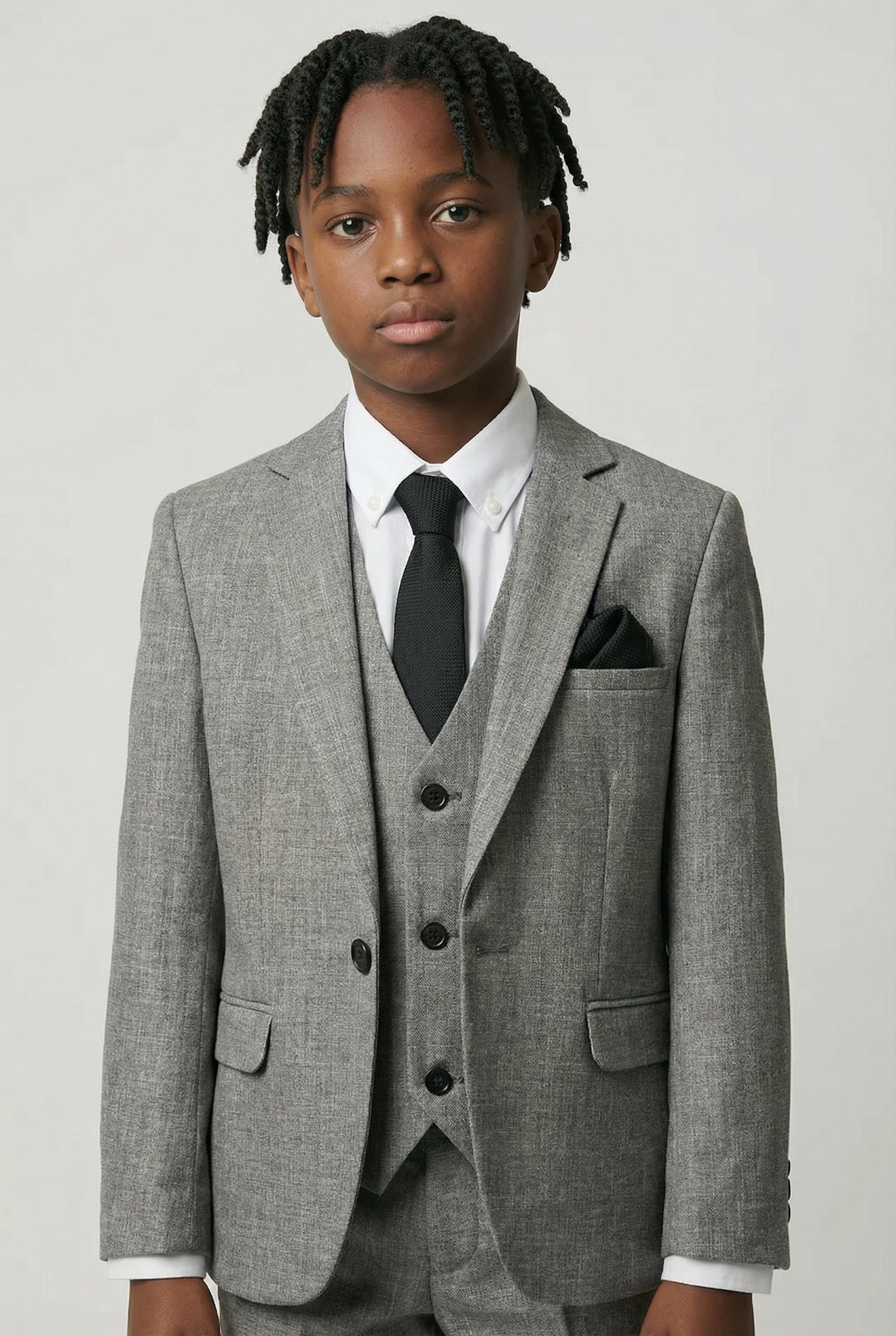 Boys Slim Fit Textured 8-Piece Formal Suit Set - Vizon