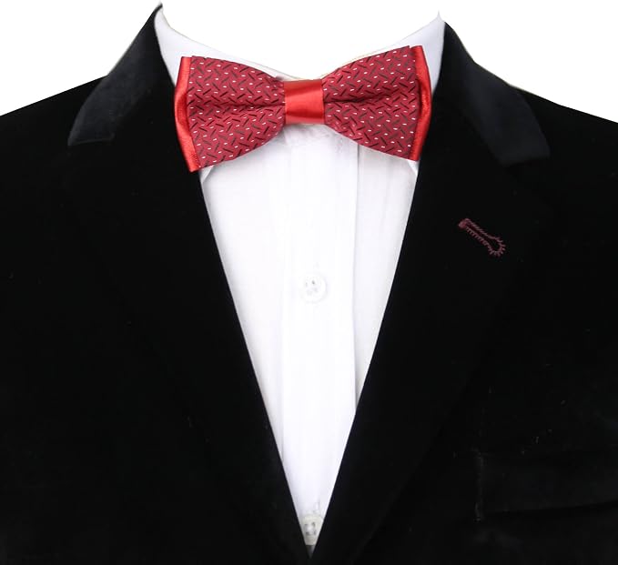 Boys Adjustable Patterned Bow Tie - BWMX - Red