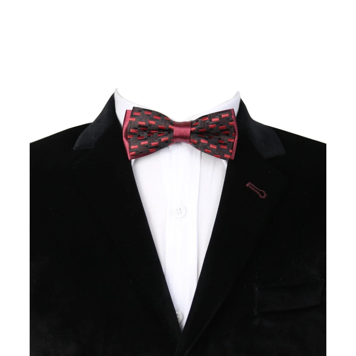 Boys Adjustable Patterned Bow Tie - BWMX - Burgundy and Black