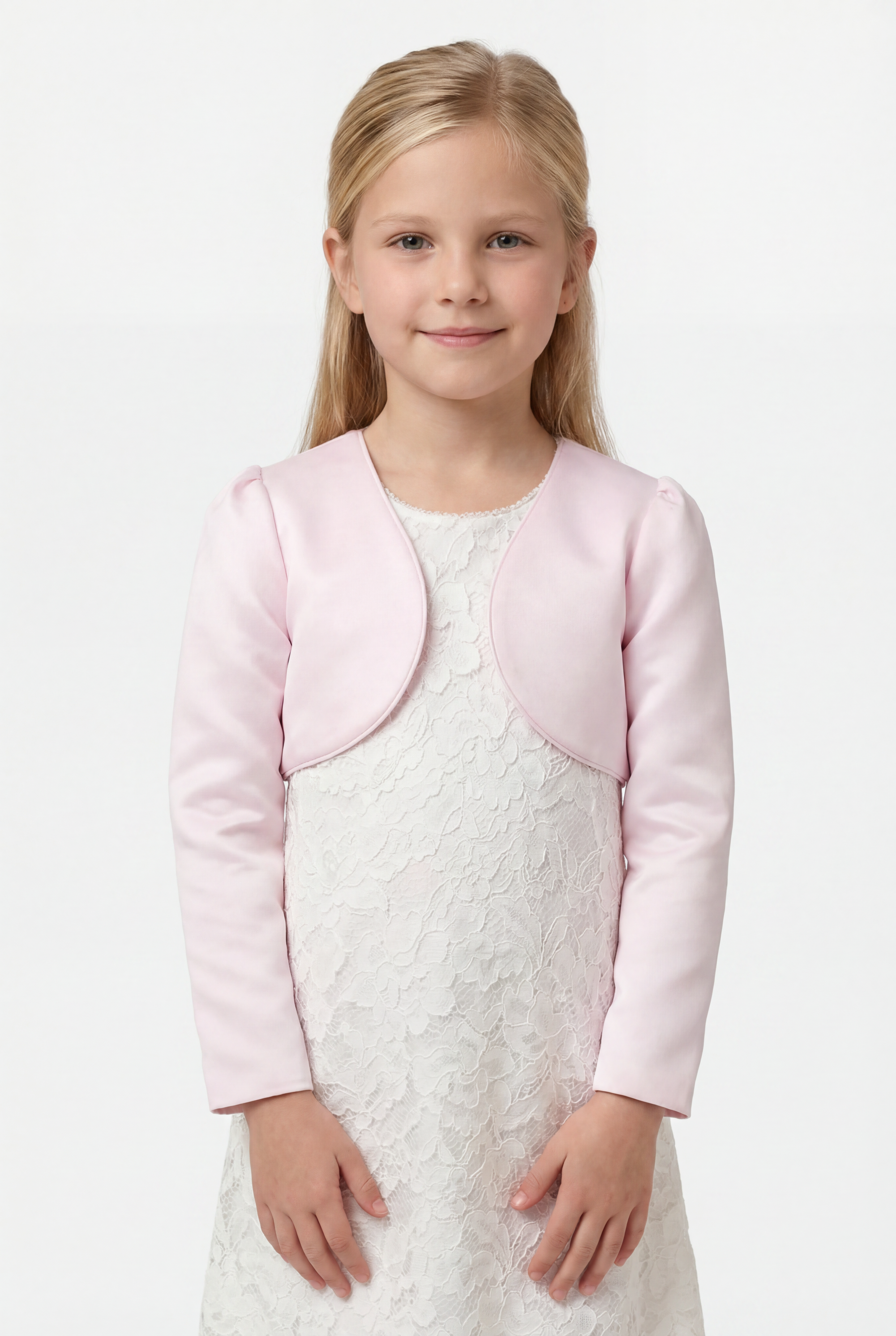 Babies & Girls Long Sleeves Bolero - Baby Pink