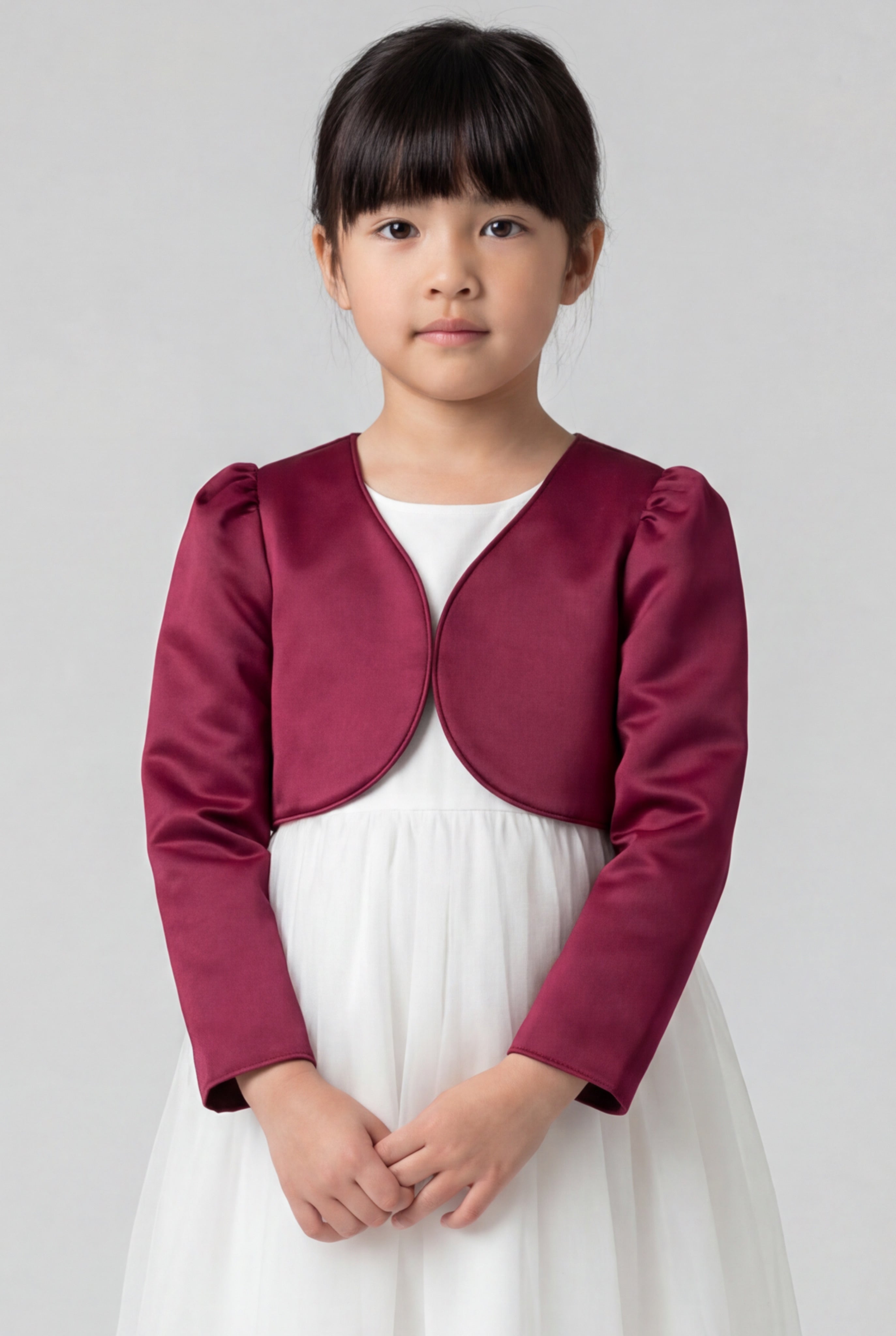 Babies & Girls Long Sleeves Bolero - Burgundy
