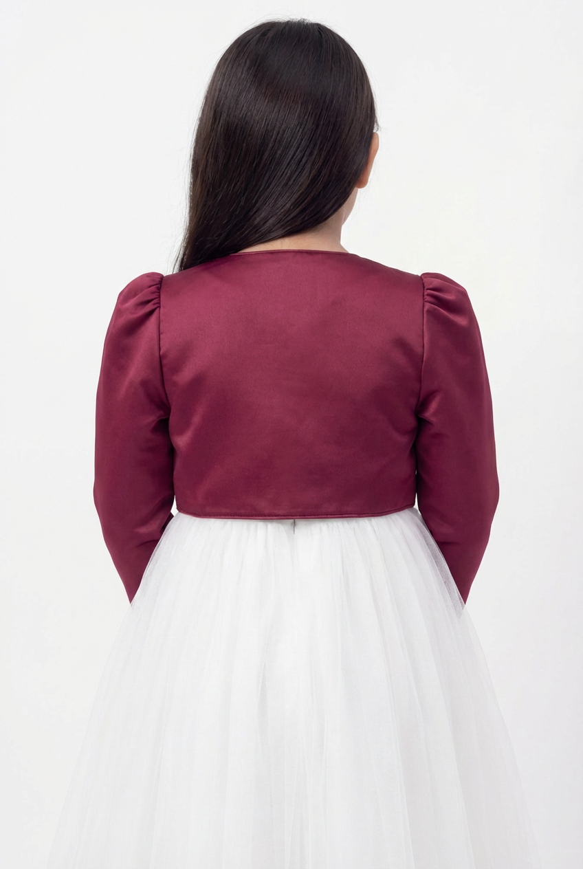 Babies & Girls Long Sleeves Bolero - Burgundy