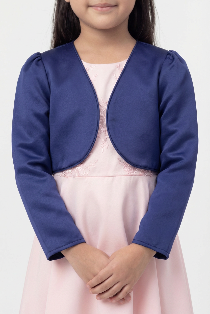 Babies & Girls Long Sleeves Bolero - Navy Blue