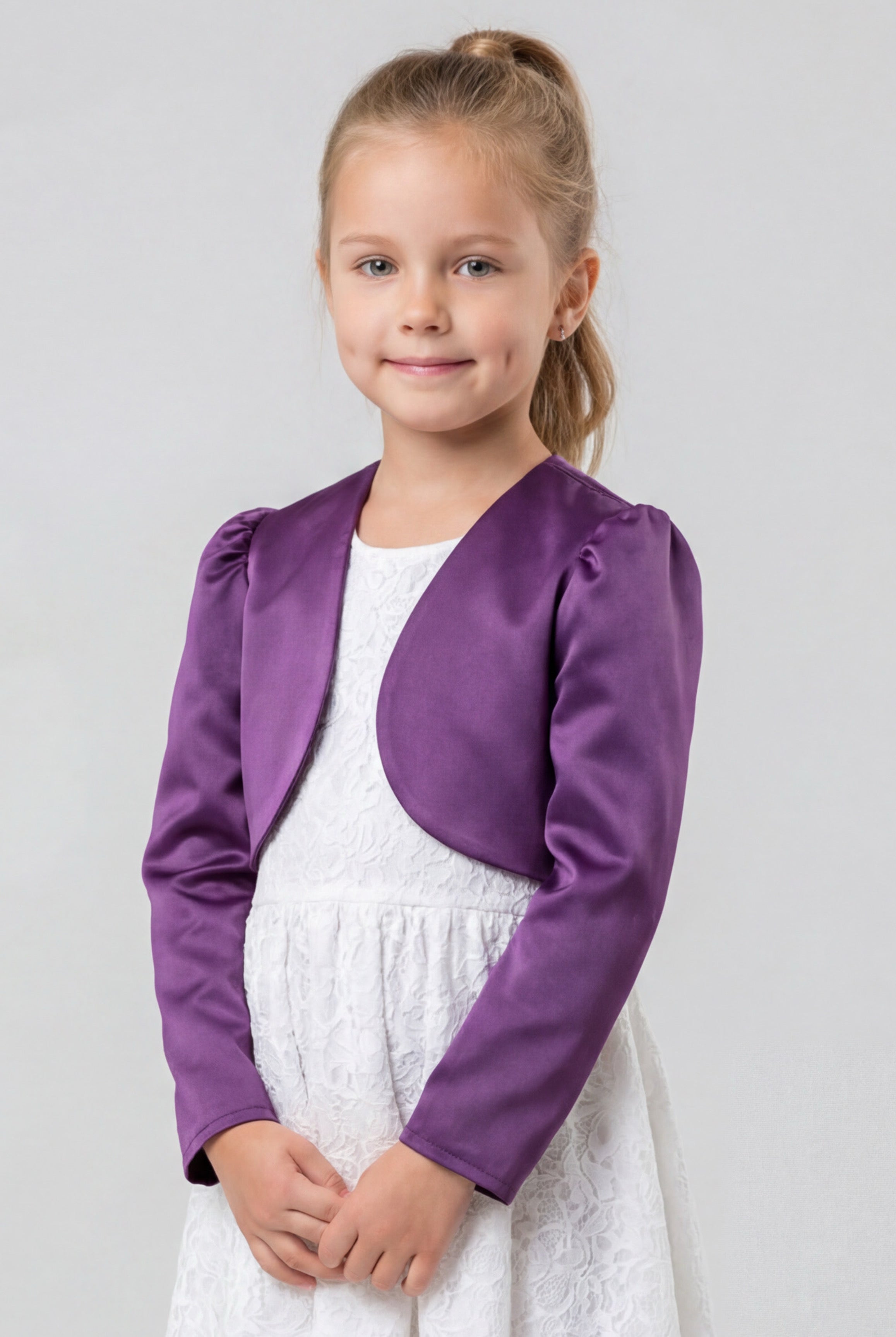Babies & Girls Long Sleeves Bolero - Purple