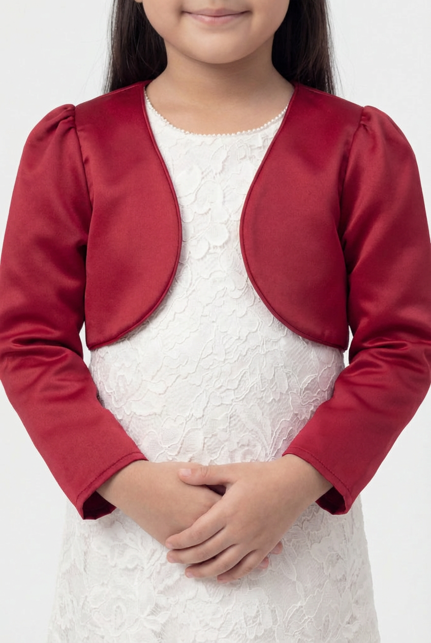 Babies & Girls Long Sleeves Bolero - Red