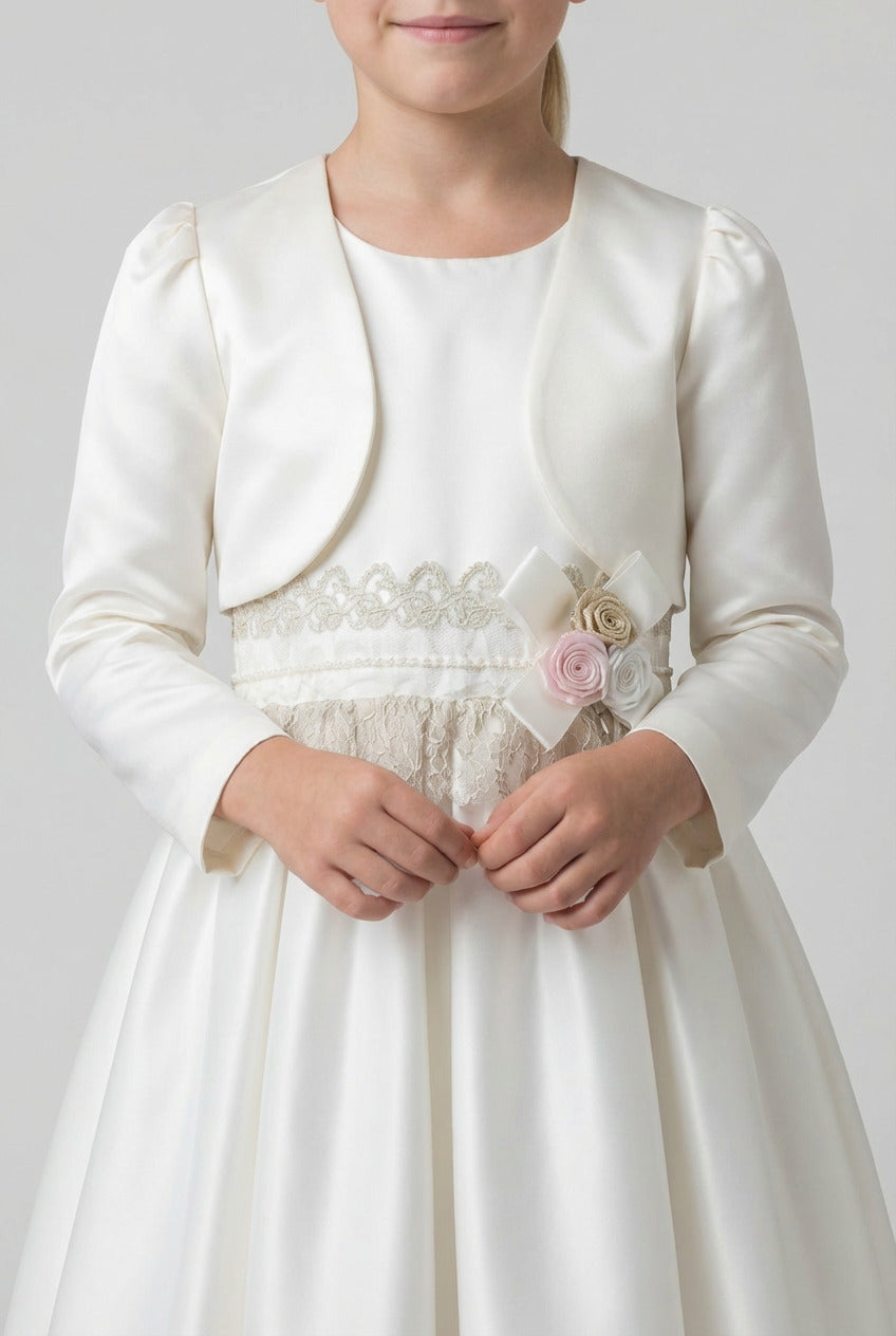 Babies & Girls Long Sleeves Bolero - Ivory
