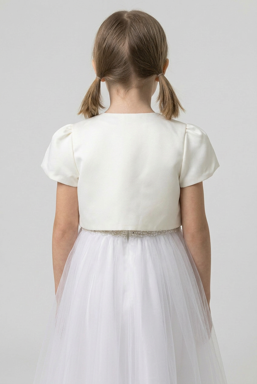 Babies & Girls Short Sleeve Bolero - Ivory