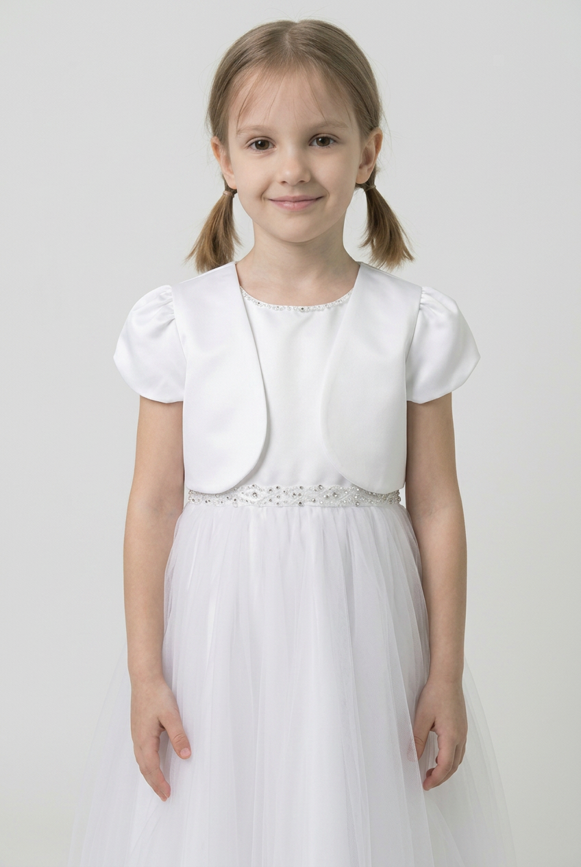 Babies & Girls Short Sleeve Bolero - White