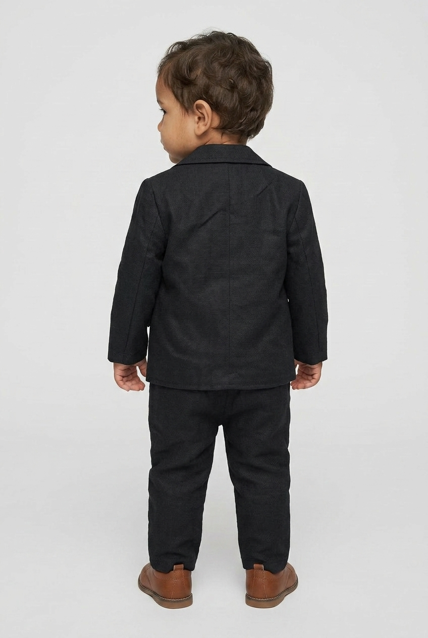 Baby Boys 3-Piece Slim Fit Textured Suit with T-Shirt – BASAK - Black