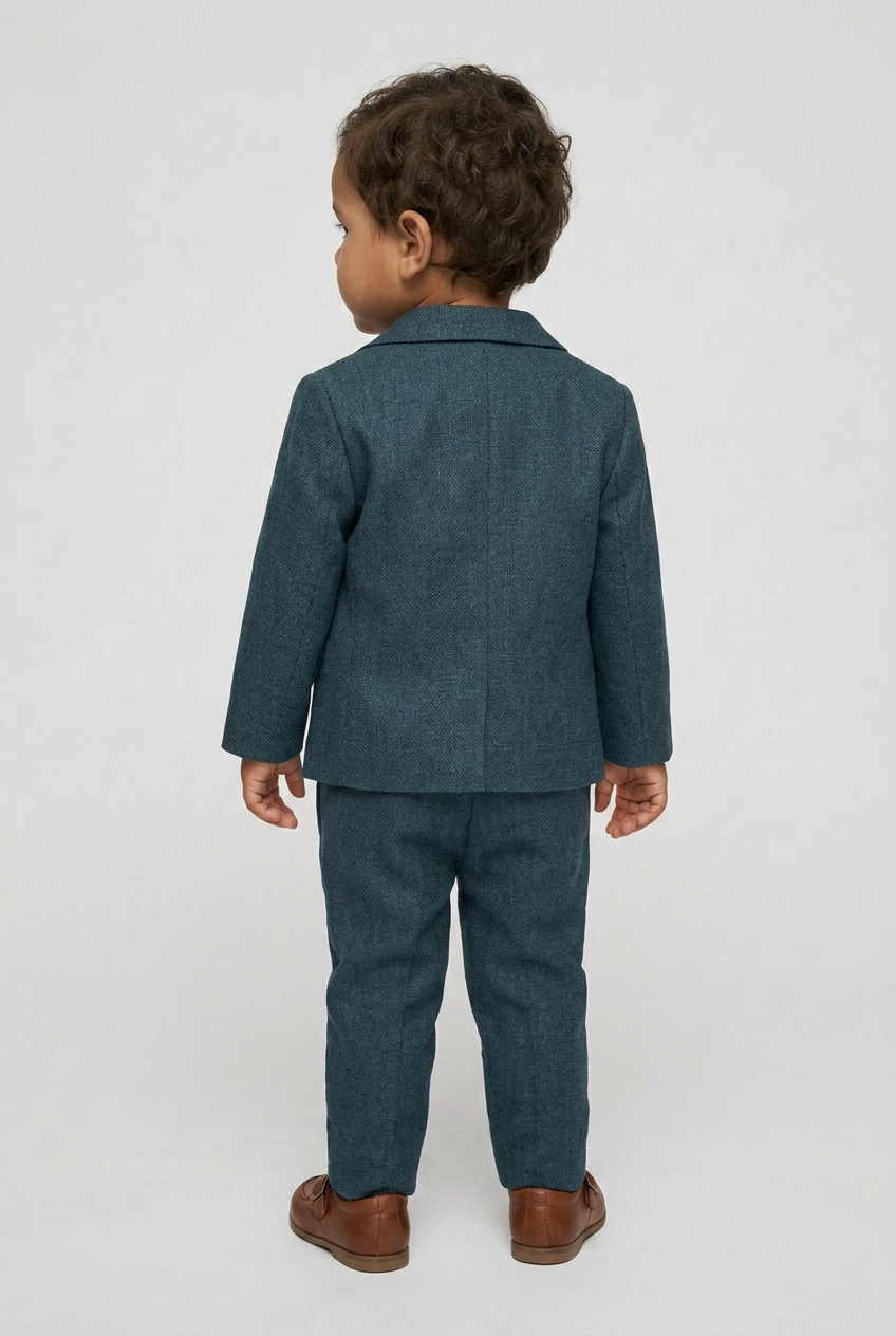 Baby Boys 3-Piece Slim Fit Textured Suit with T-Shirt – BASAK - Green