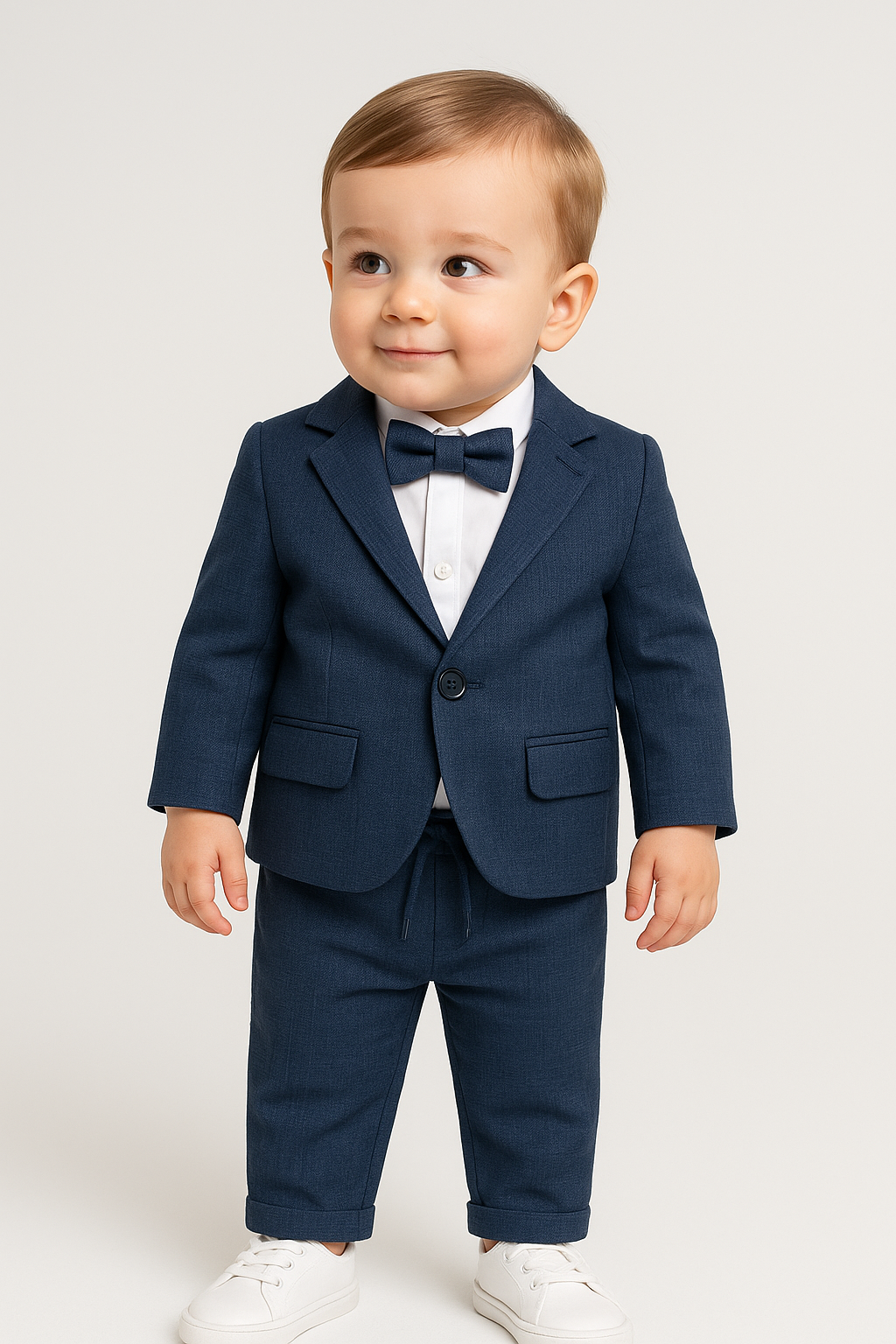 Baby Boys 4-Piece Slim Fit Textured Formal Suit - BASAK - Navy