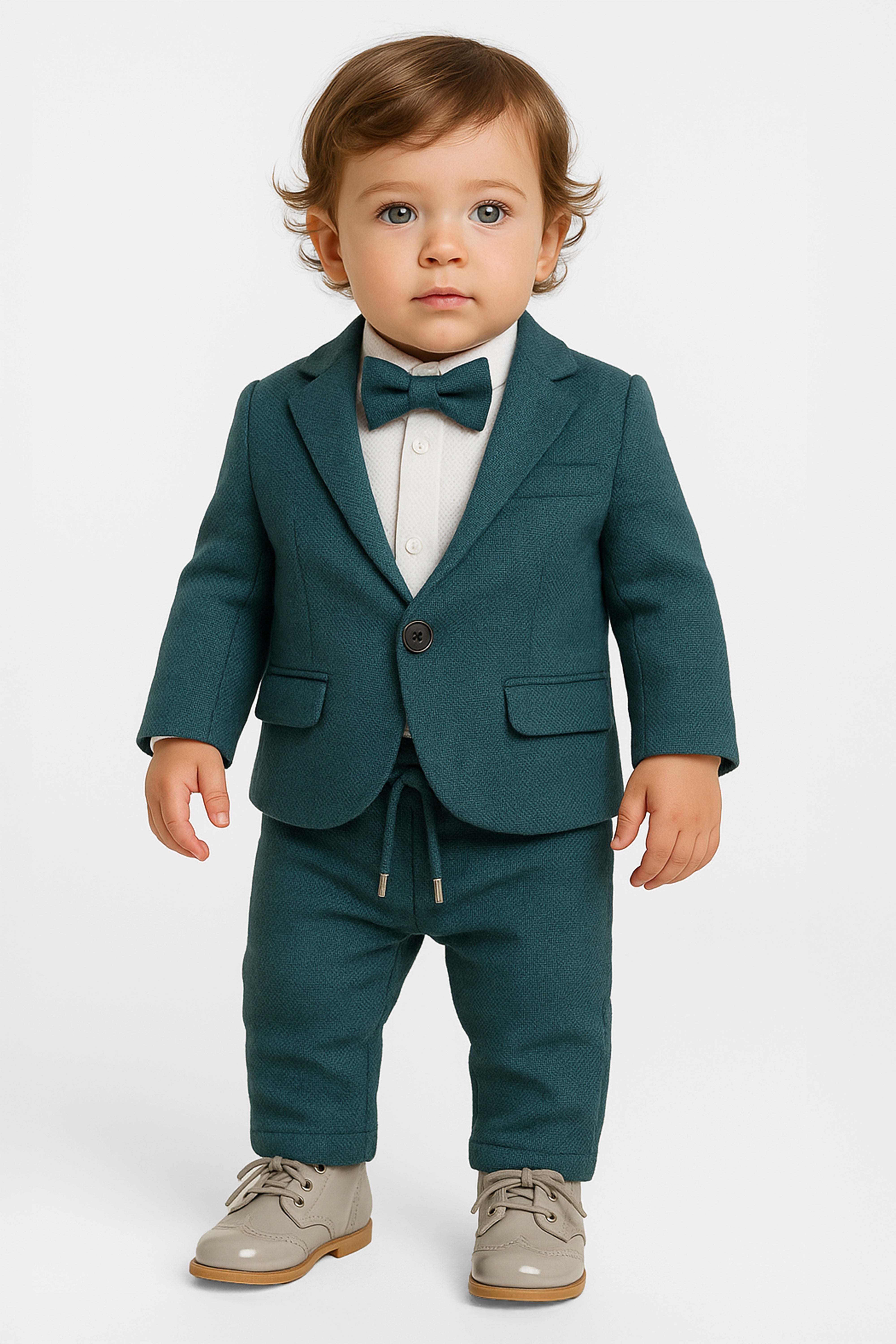 Baby Boys 4-Piece Slim Fit Textured Formal Suit - BASAK Front Picture
