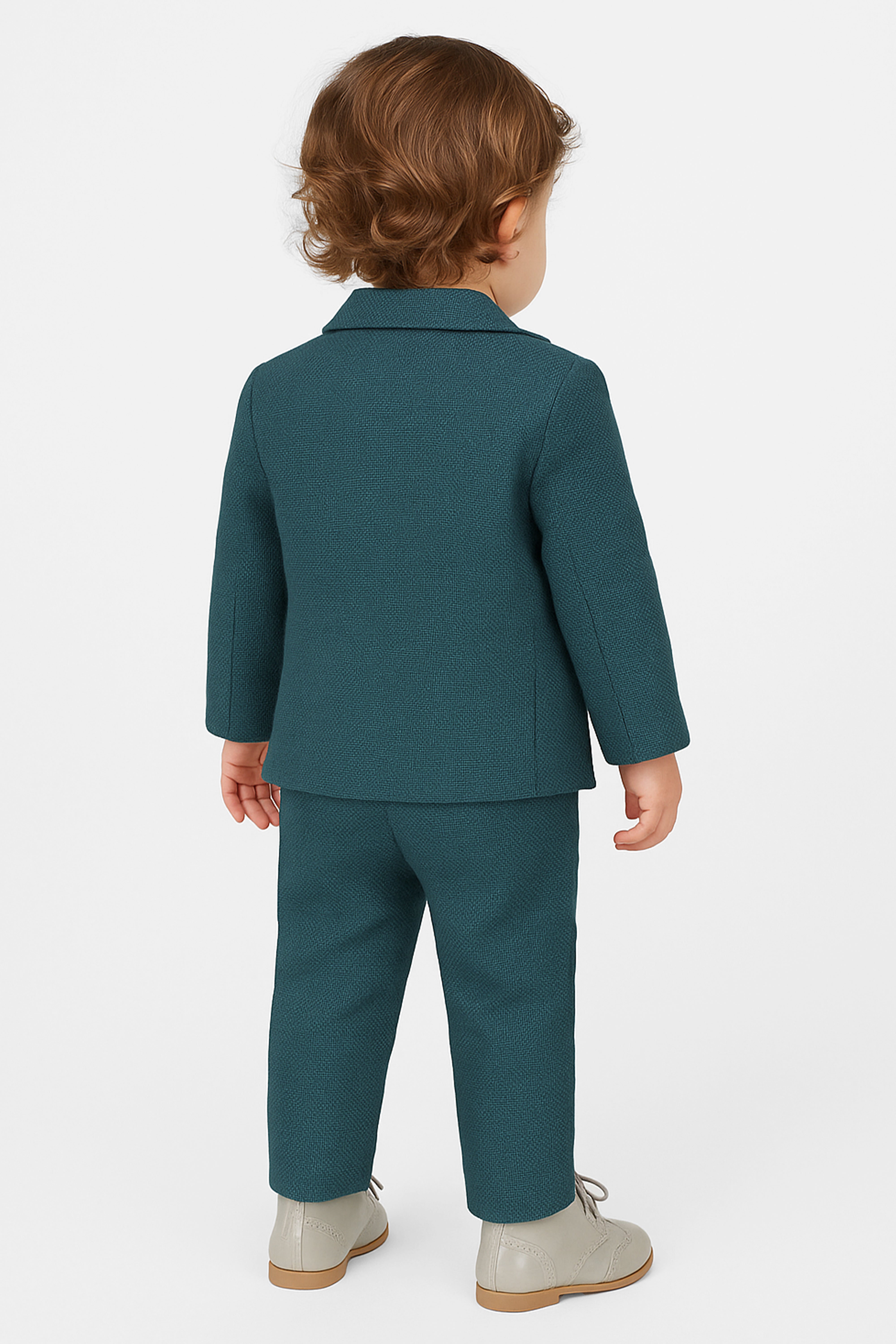 Baby Boys 4-Piece Slim Fit Textured Formal Suit - BASAK Back Picture